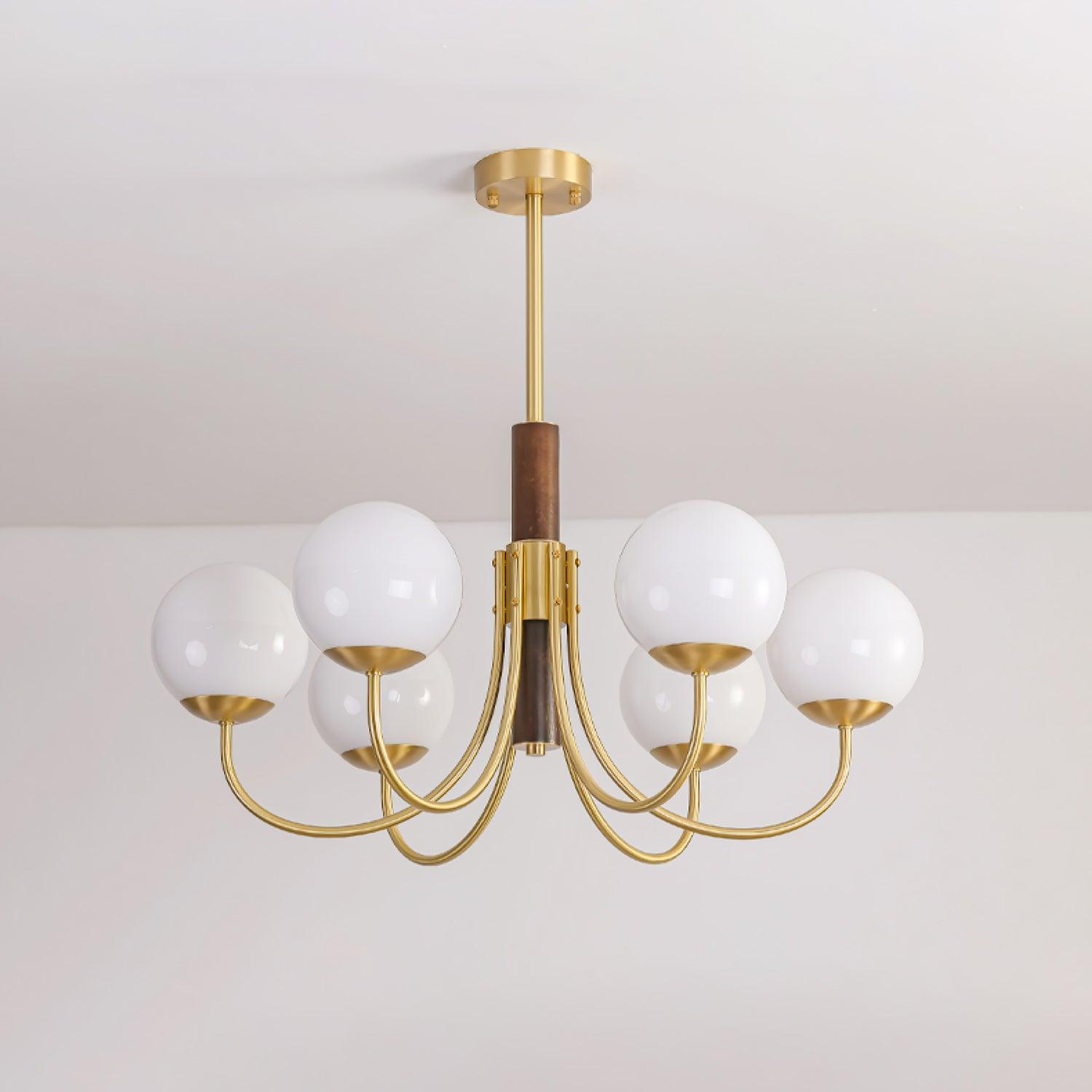 Lustra Lustre Midas Touch Noyer Sphère Laiton