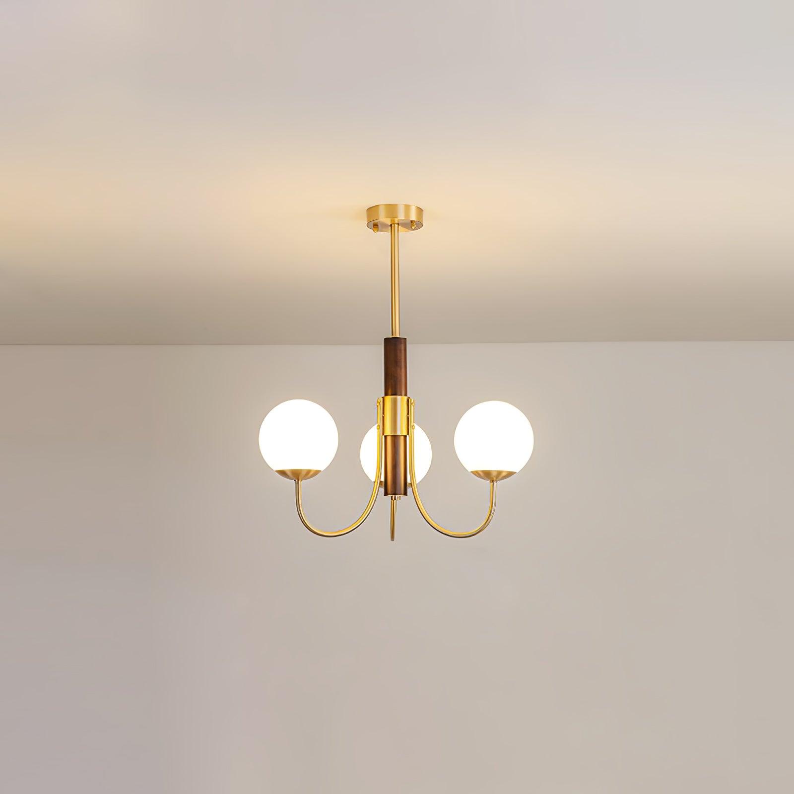 Lustra Lustre Midas Touch Noyer Sphère Laiton