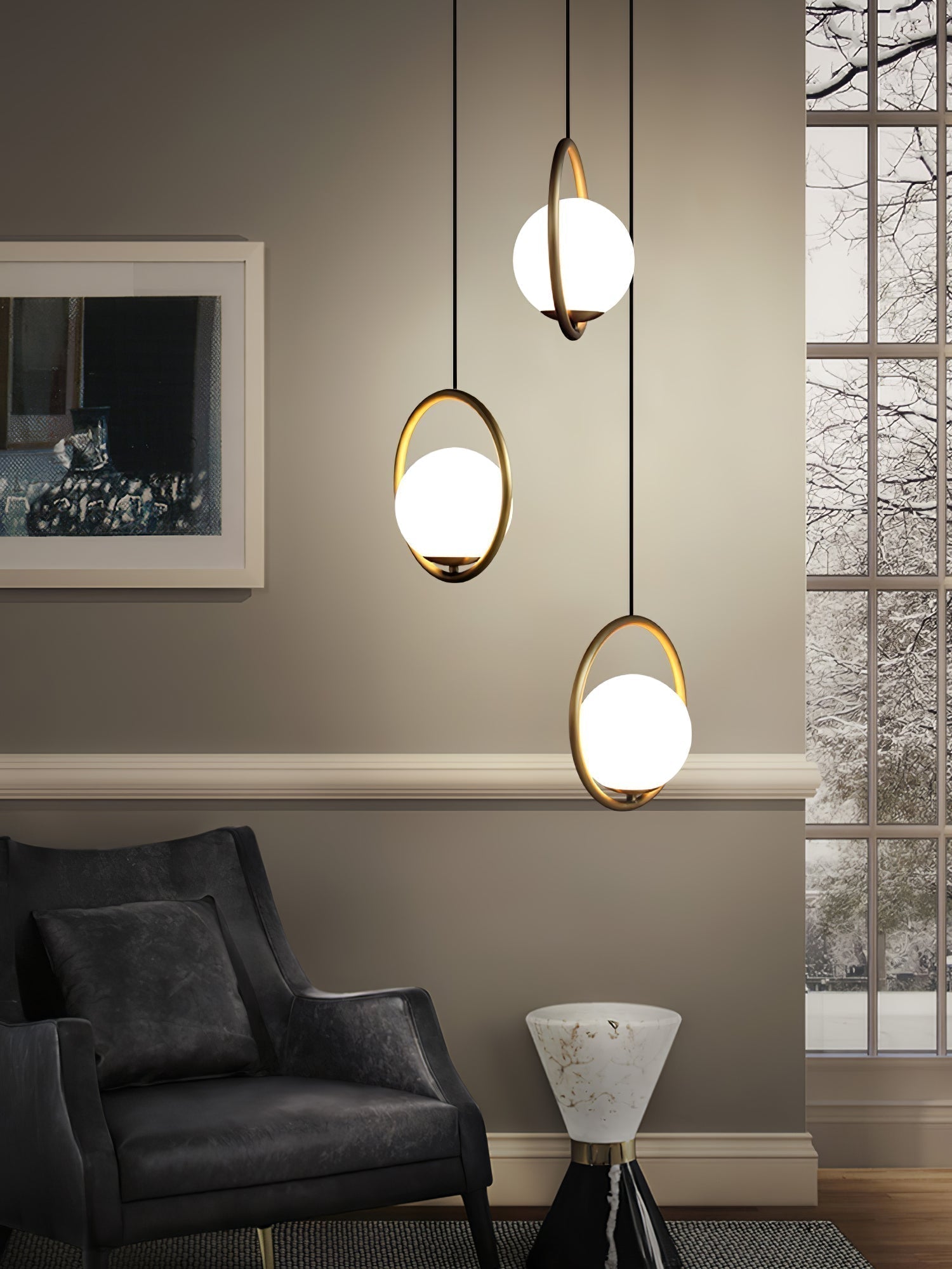 Ellipse Suspension Contemporaine en Laiton