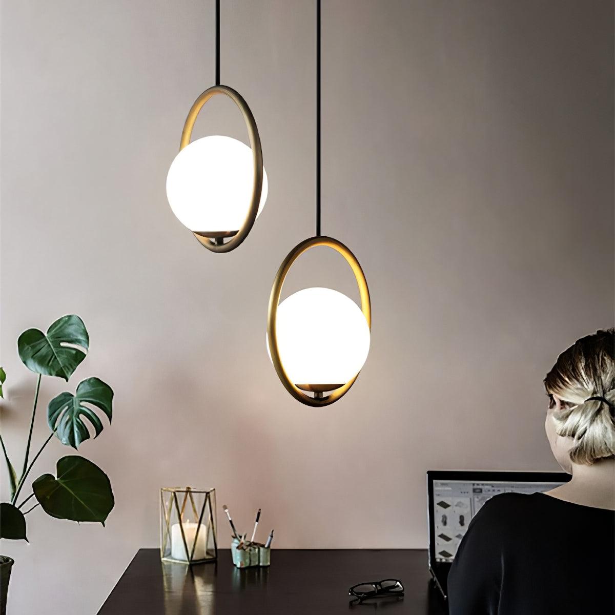 Ellipse Suspension Contemporaine en Laiton