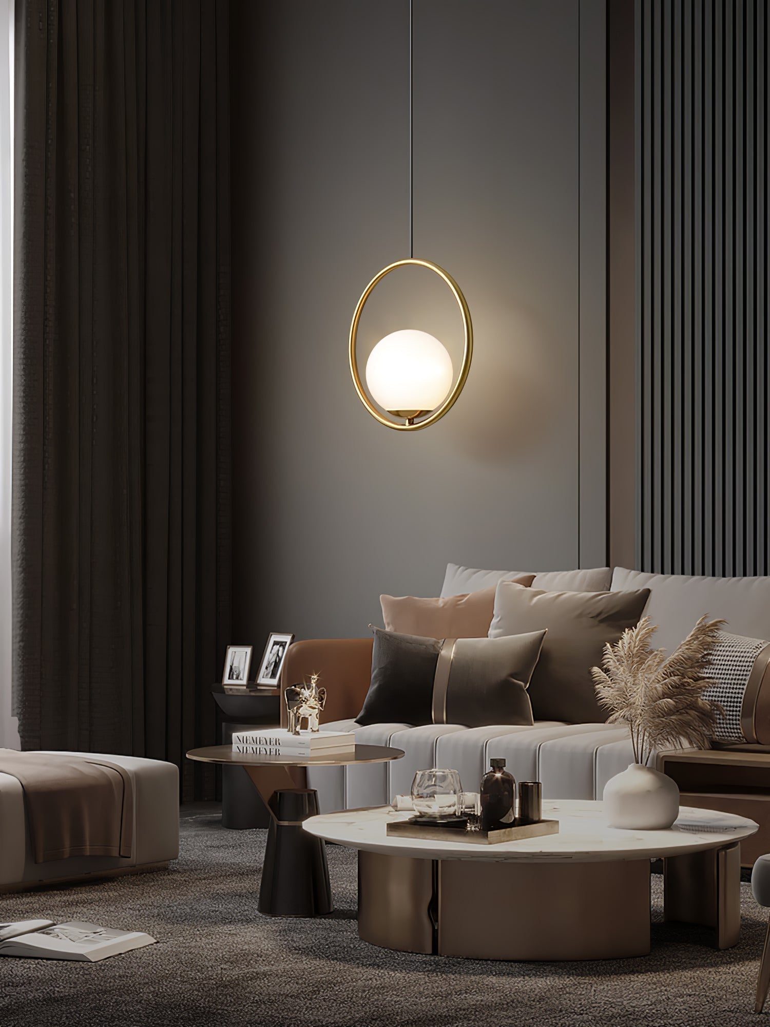 Lustra Suspension Anneau Moderne en Laiton