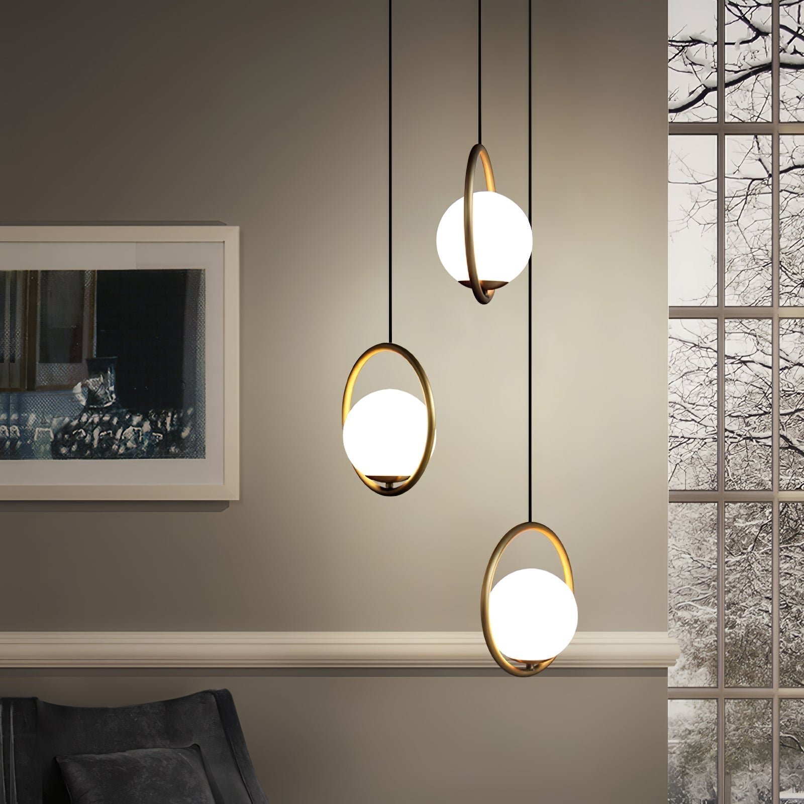 Lustra Suspension Anneau Moderne en Laiton