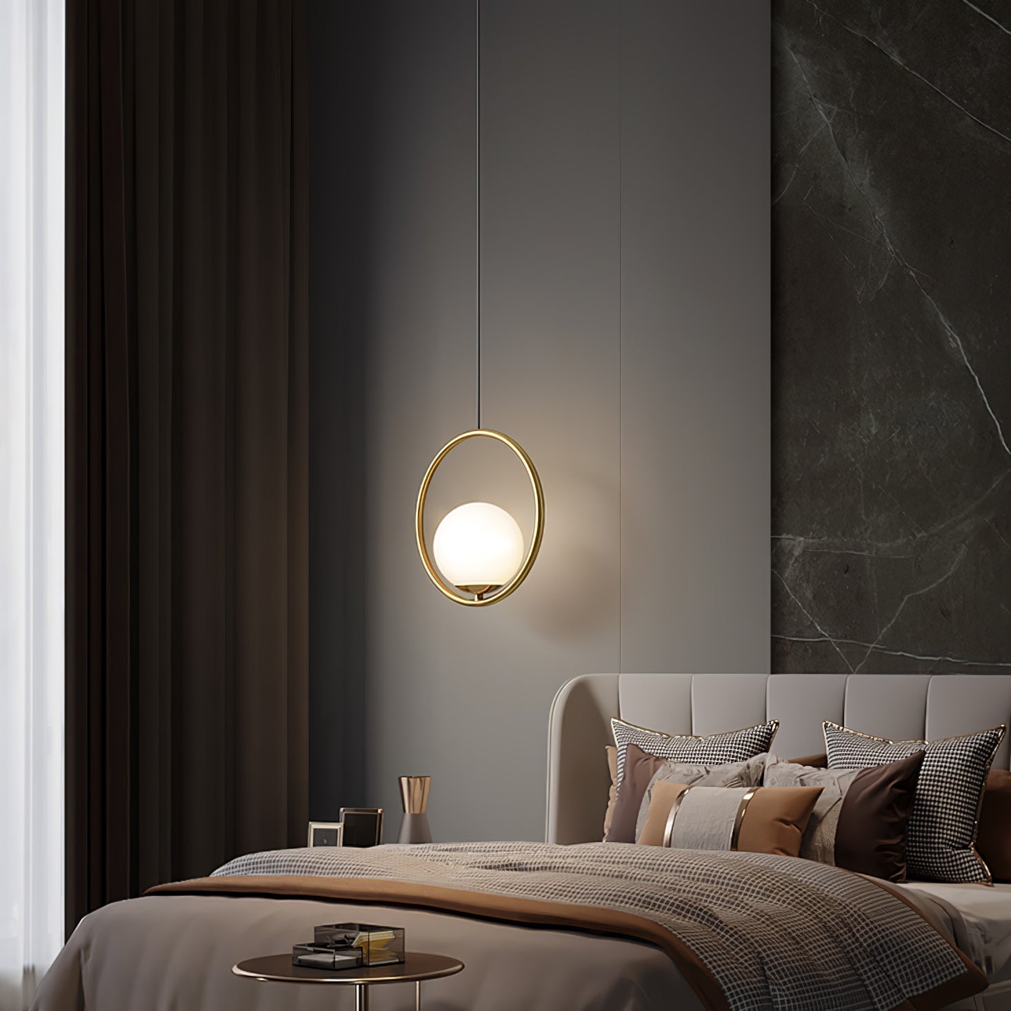 Lustra Suspension Anneau Moderne en Laiton