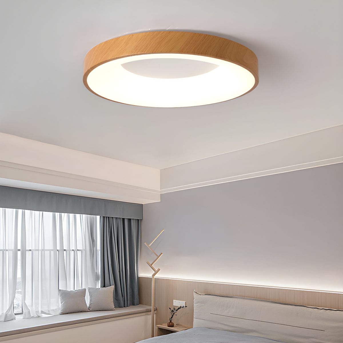 Eliriel Lampe Plafonnier Ronde Minimaliste en Bois