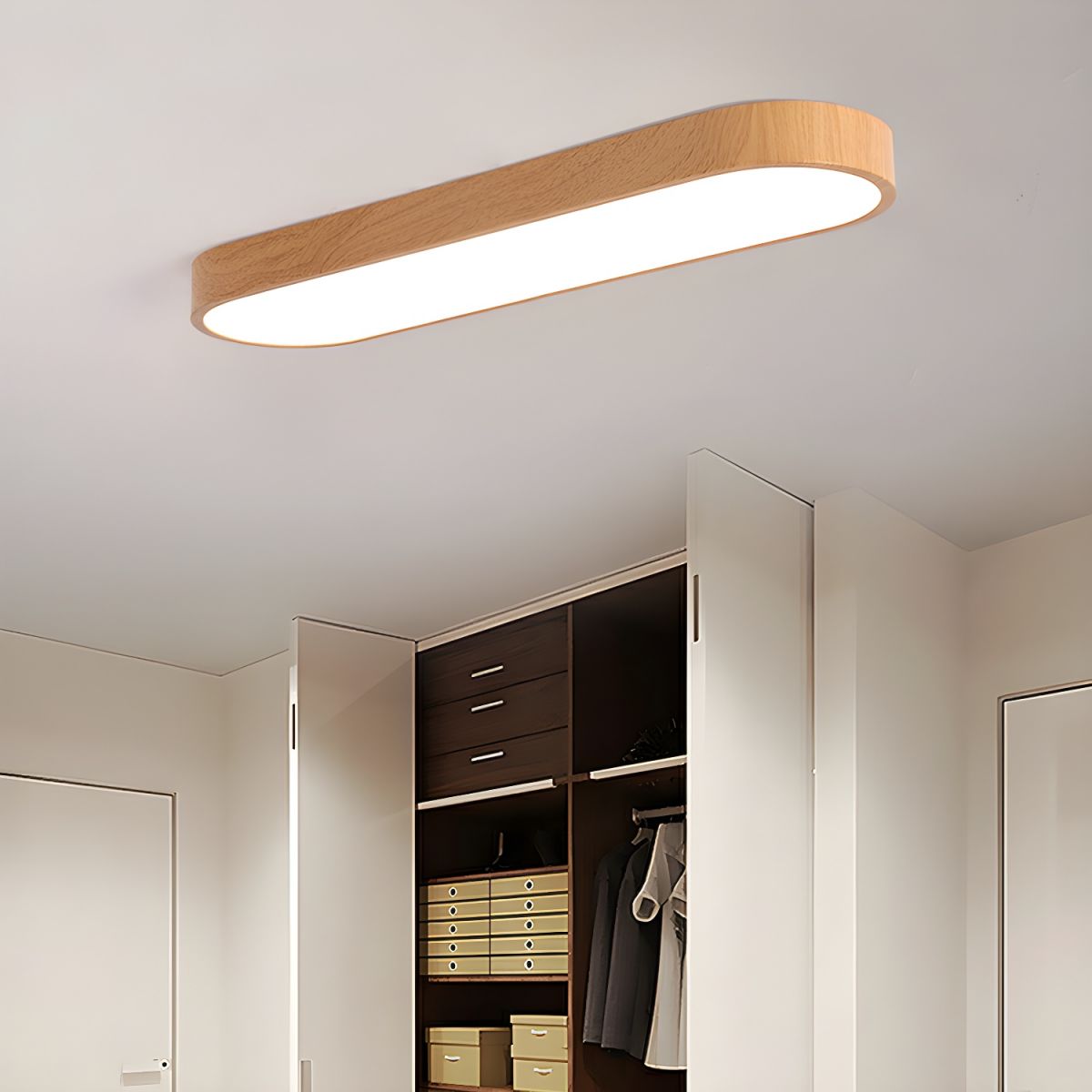 Eliriel Lampe Plafonnier Ronde Minimaliste en Bois
