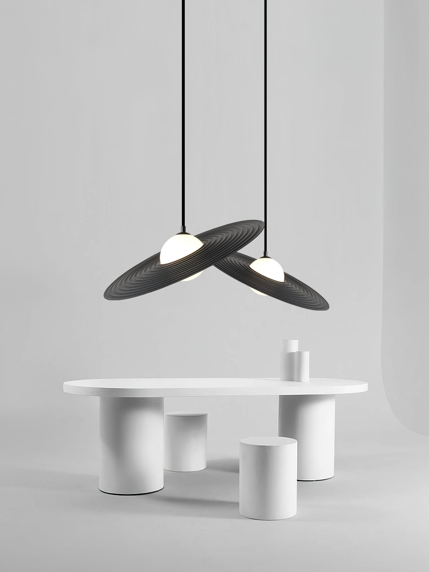 Lustra Suspension en Plaque LED PE Blanche et Noire