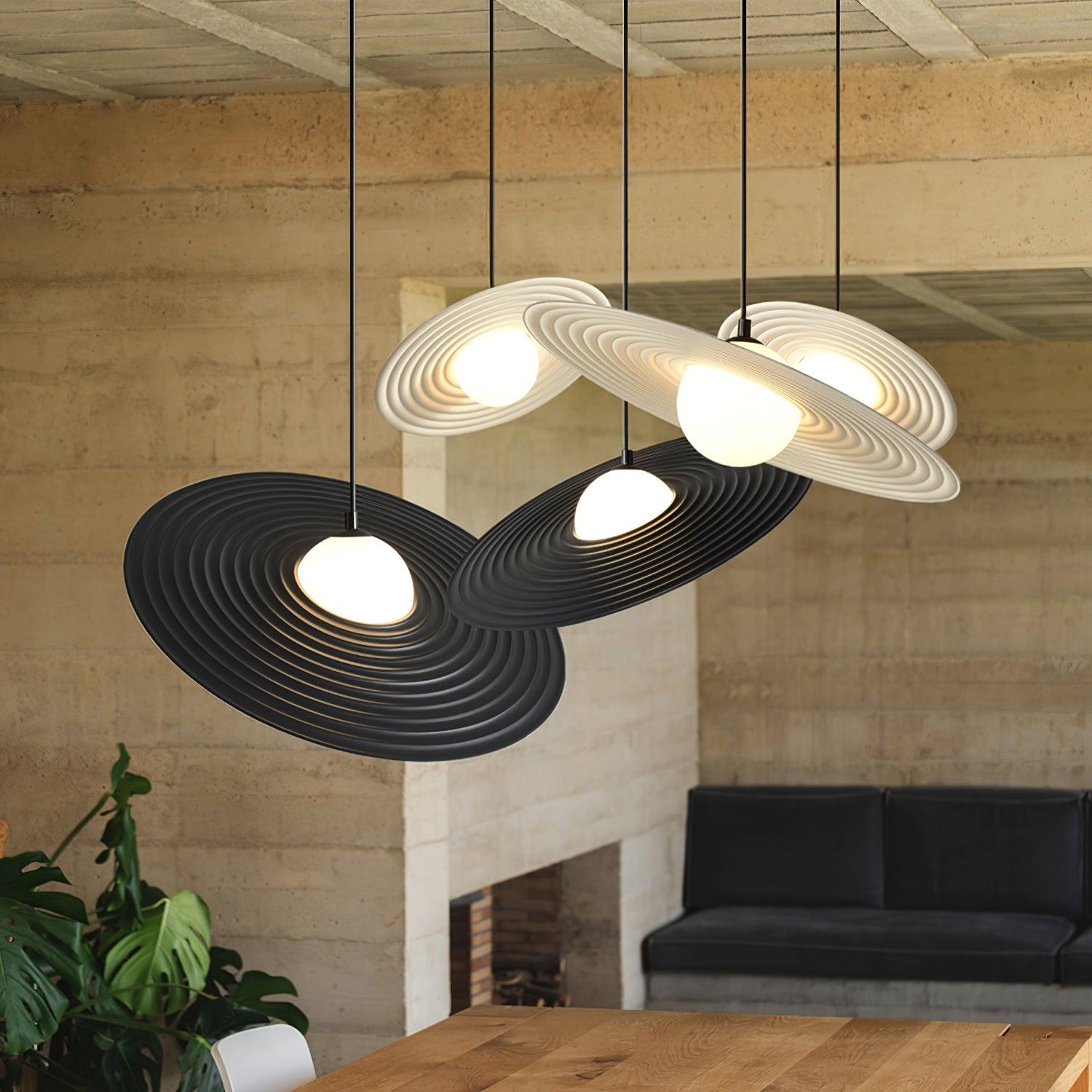 Lustra Suspension en Plaque LED PE Blanche et Noire