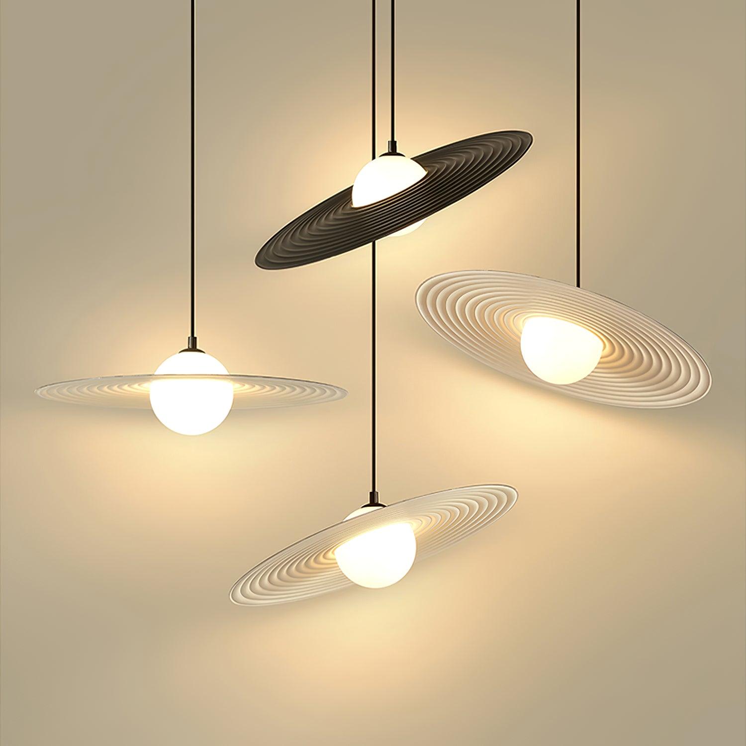 Lustra Suspension en Plaque LED PE Blanche et Noire