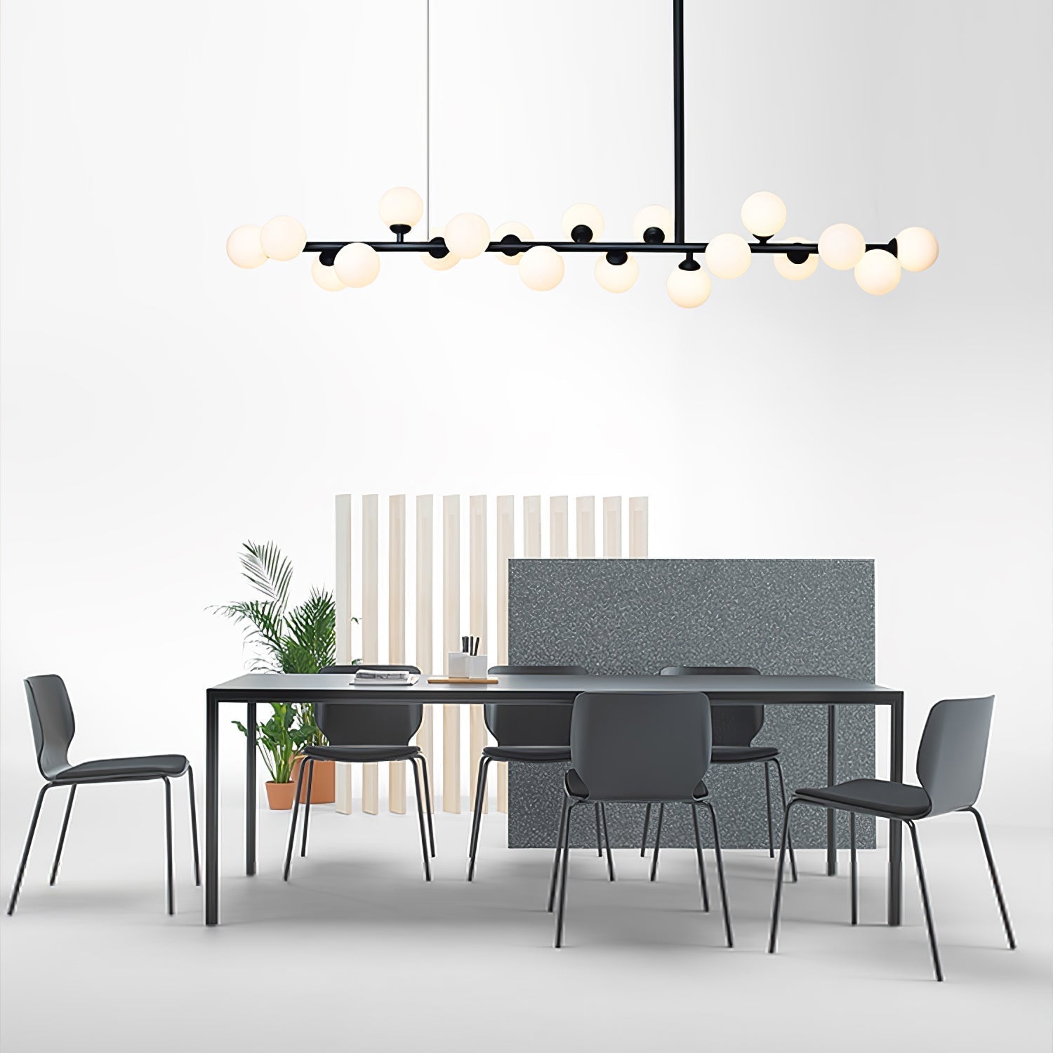 Lumiray Suspension Linéaire Noire Globe