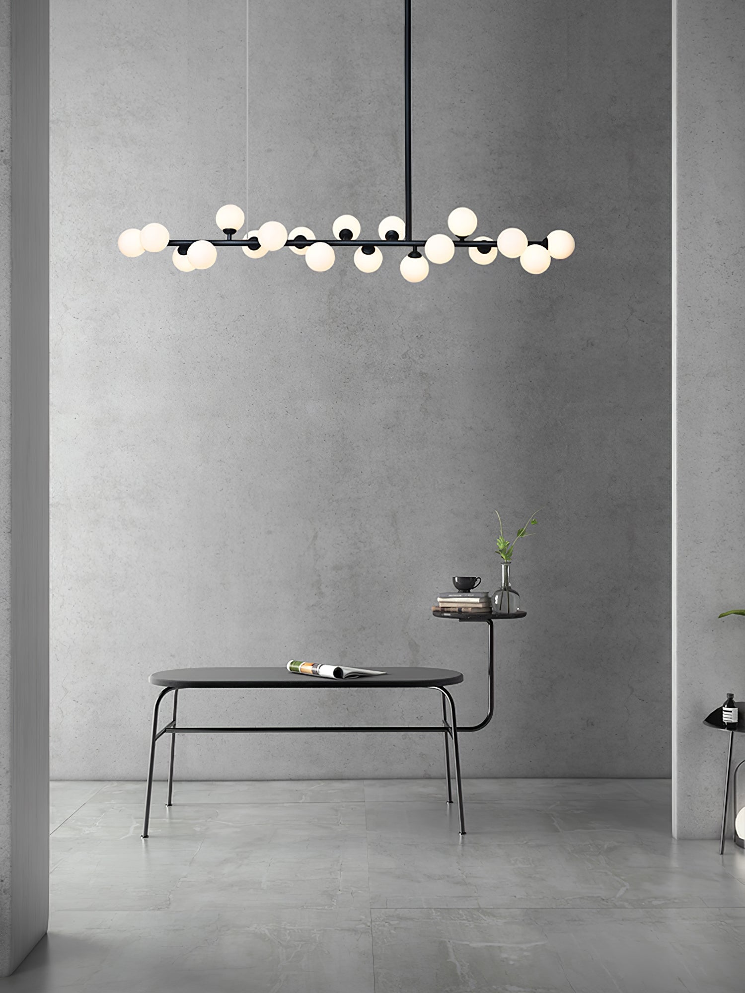 Lumiray Suspension Linéaire Noire Globe