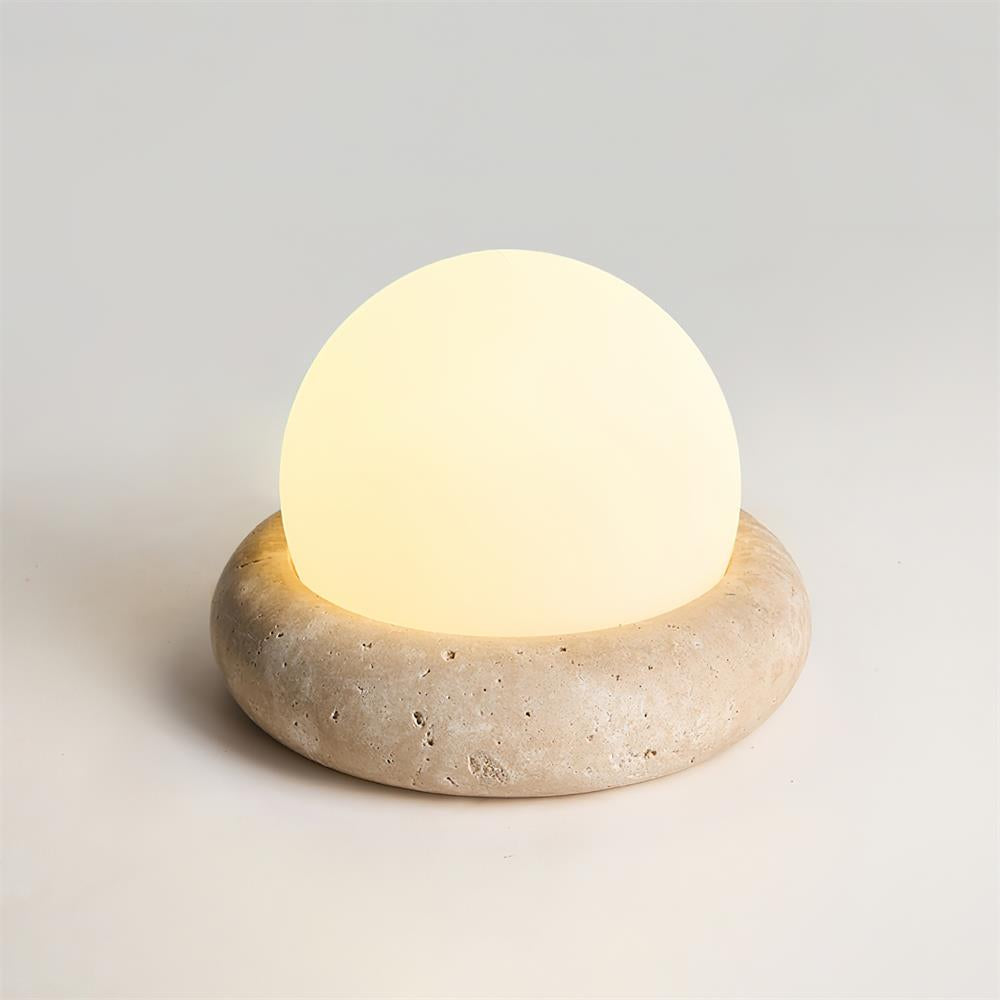 Riita Lampe de Table Mini Globe en Travertin Maga