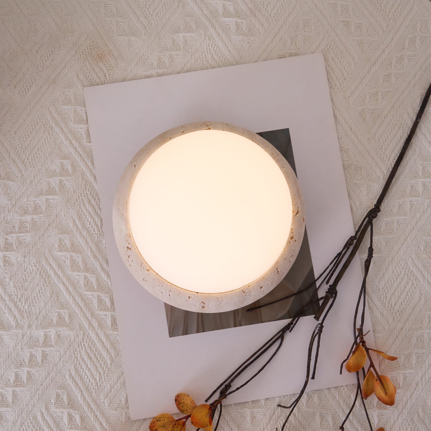 Riita Lampe de Table Mini Globe en Travertin Maga