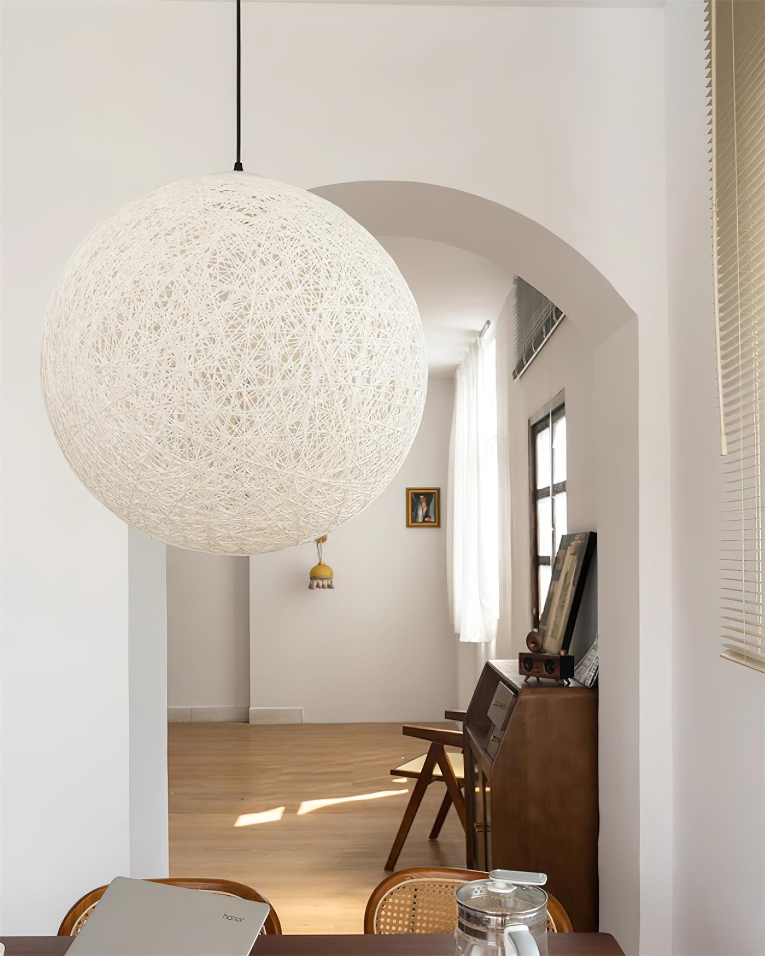 Virelli Suspension Sphère en Rattan de Chanvre Artisanale Boho