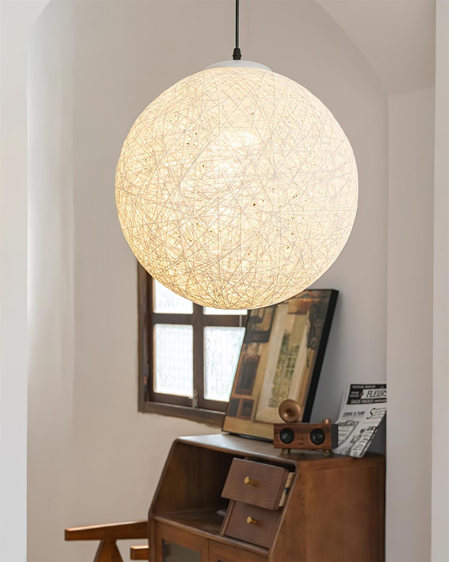 Virelli Suspension Sphère en Rattan de Chanvre Artisanale Boho