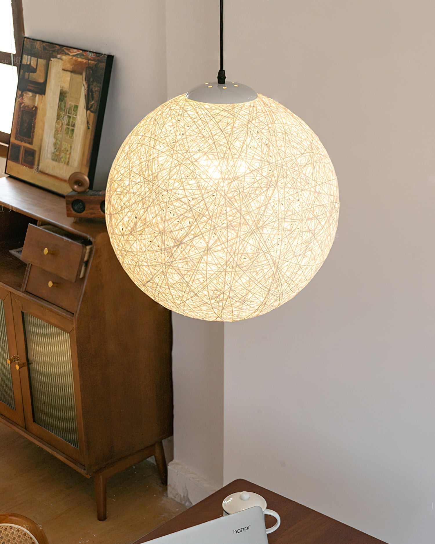 Virelli Suspension Sphère en Rattan de Chanvre Artisanale Boho