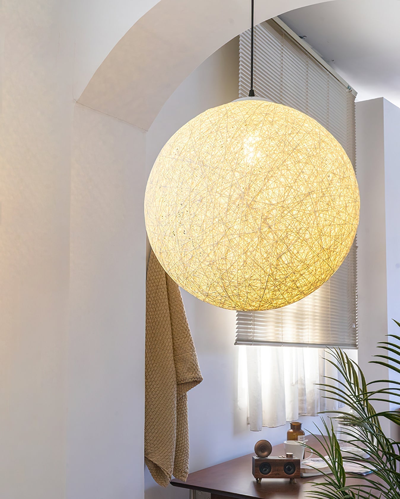 Virelli Suspension Sphère en Rattan de Chanvre Artisanale Boho
