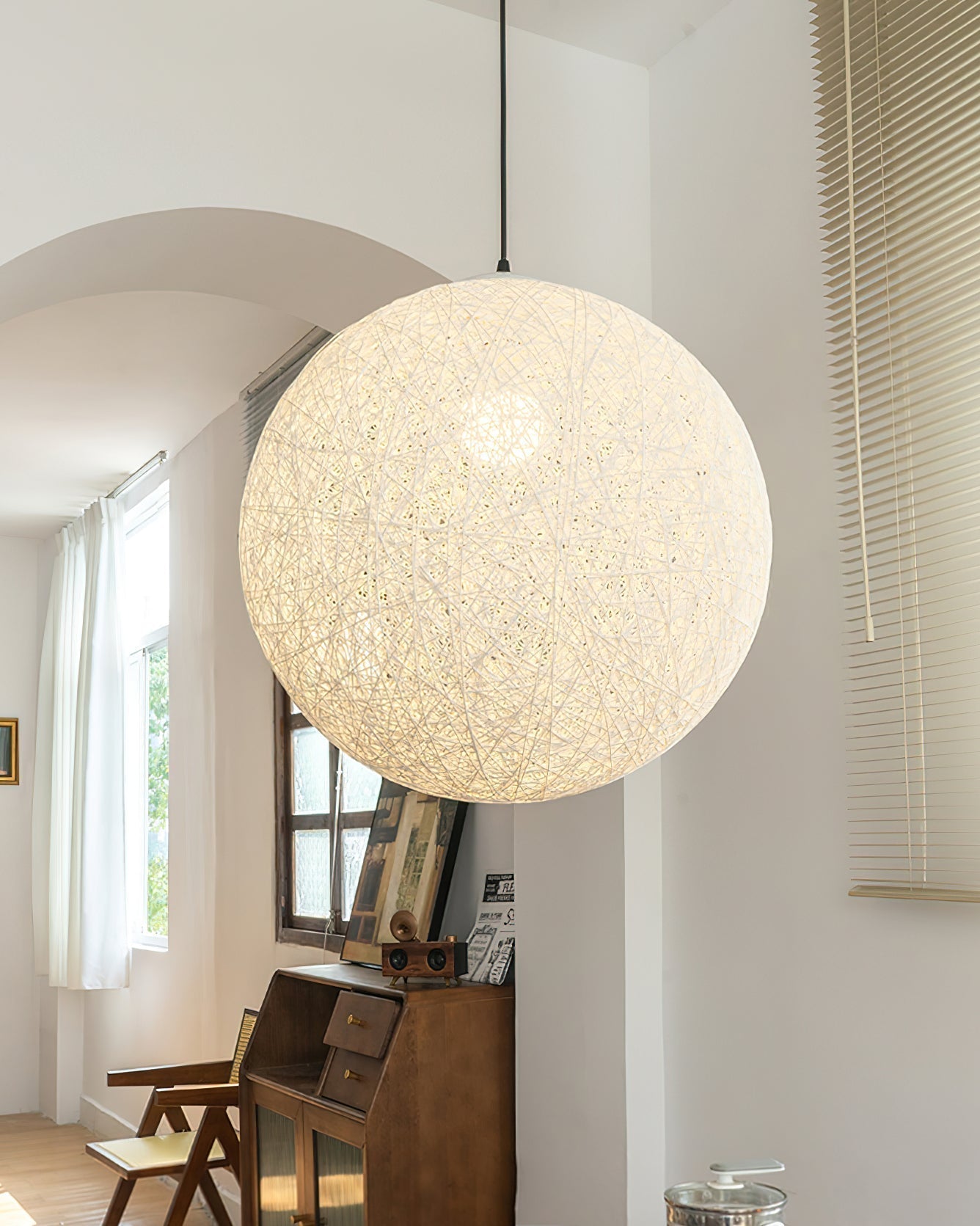 Virelli Suspension Sphère en Rattan de Chanvre Artisanale Boho