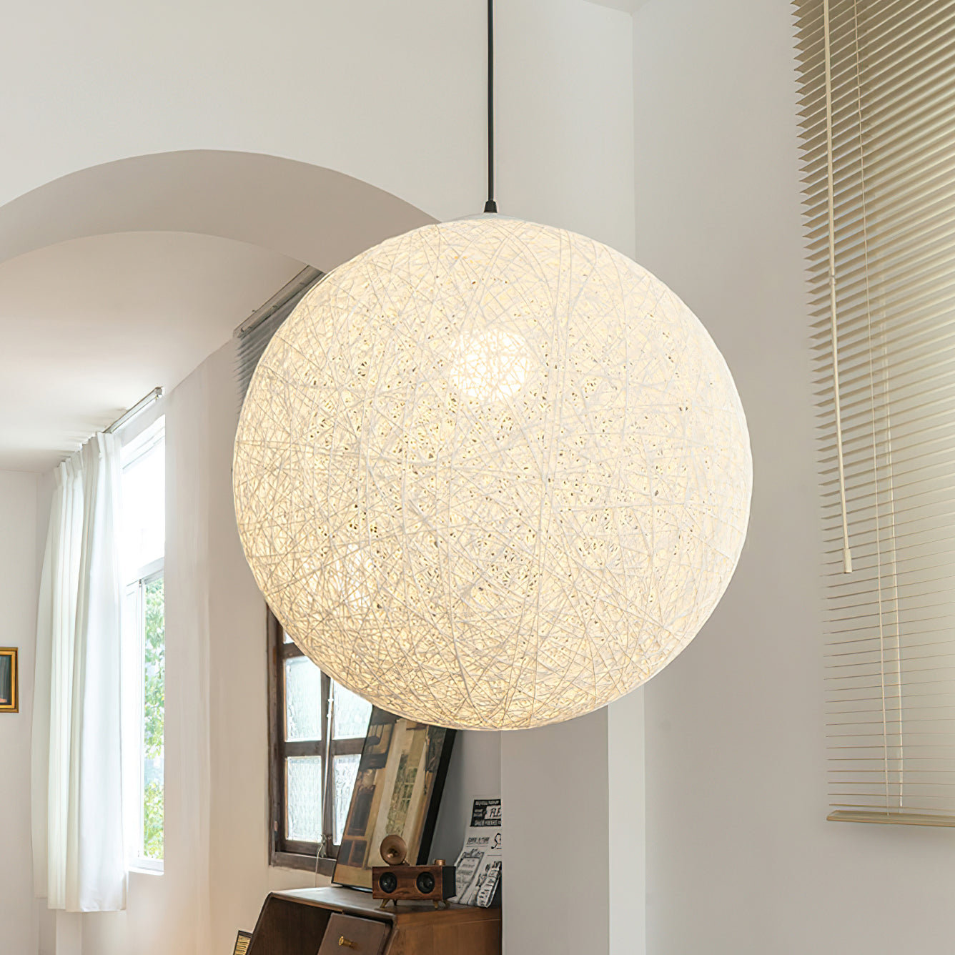 Virelli Suspension Sphère en Rattan de Chanvre Artisanale Boho
