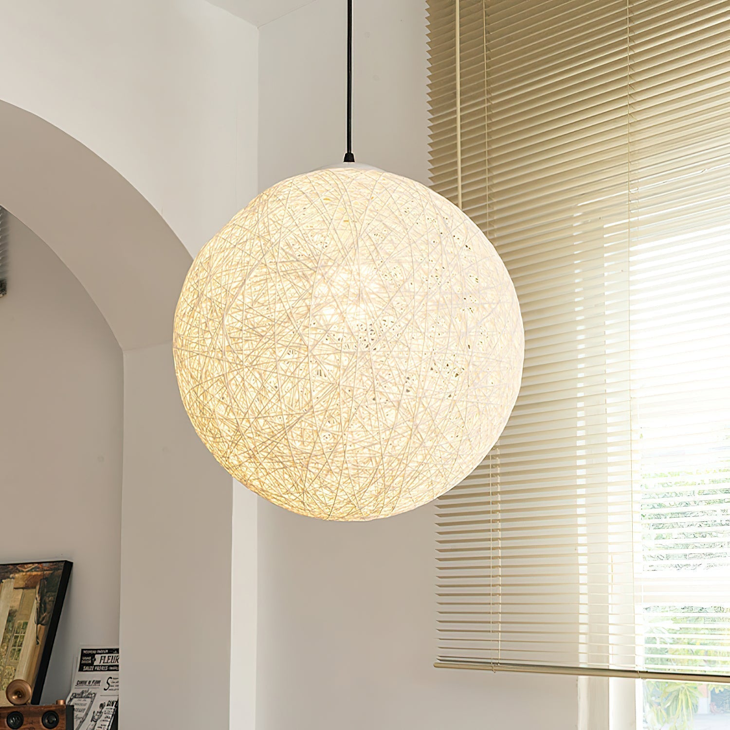Virelli Suspension Sphère en Rattan de Chanvre Artisanale Boho