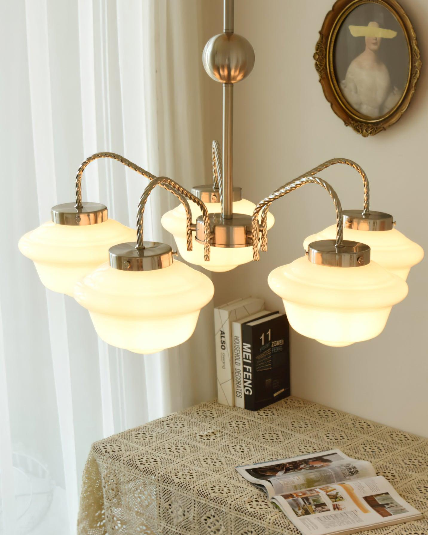 Curinel Lustre Verre Chrome Vintage
