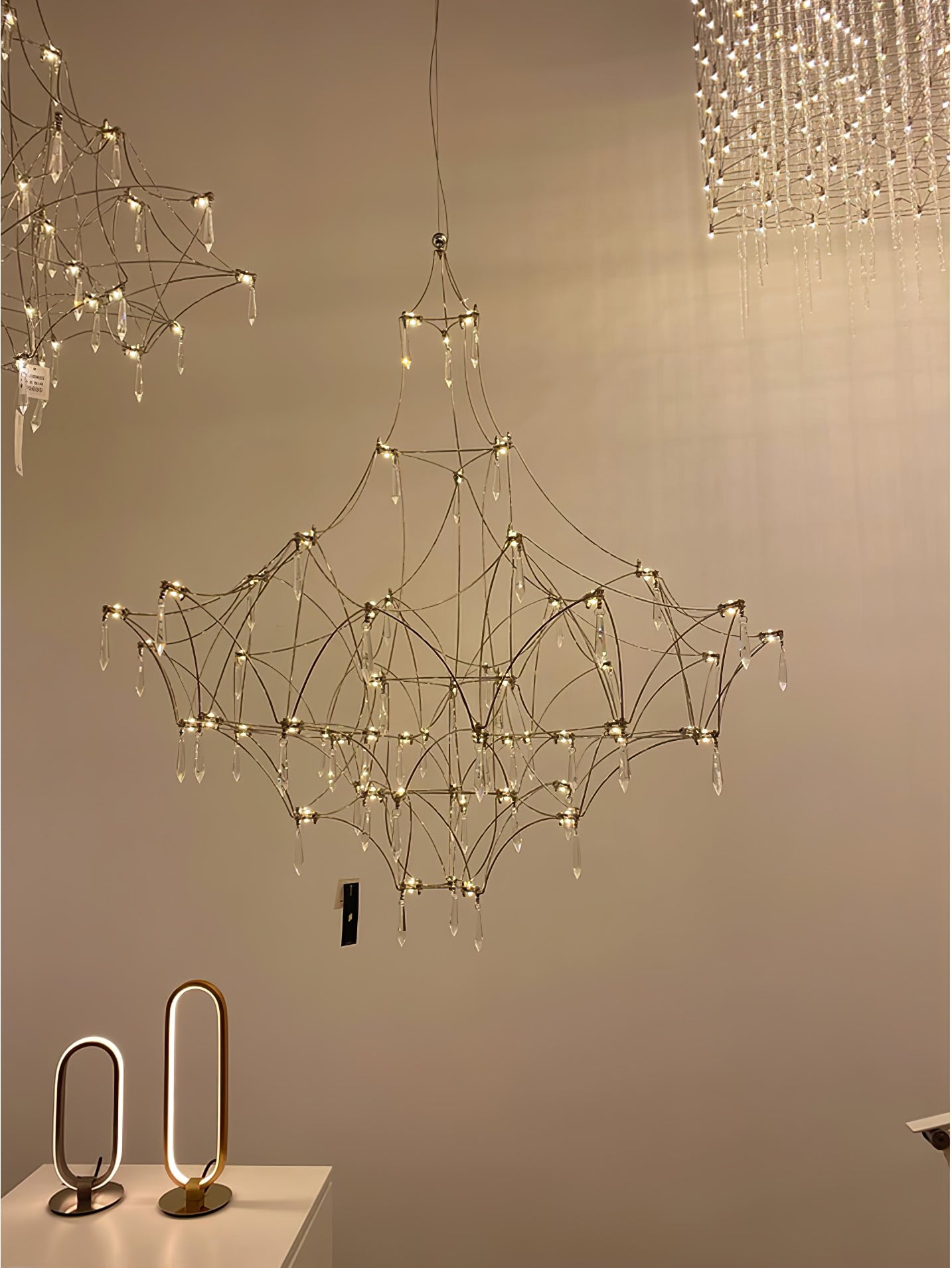 Lustra Lustre en Acier Inoxydable et Cristal en Maille