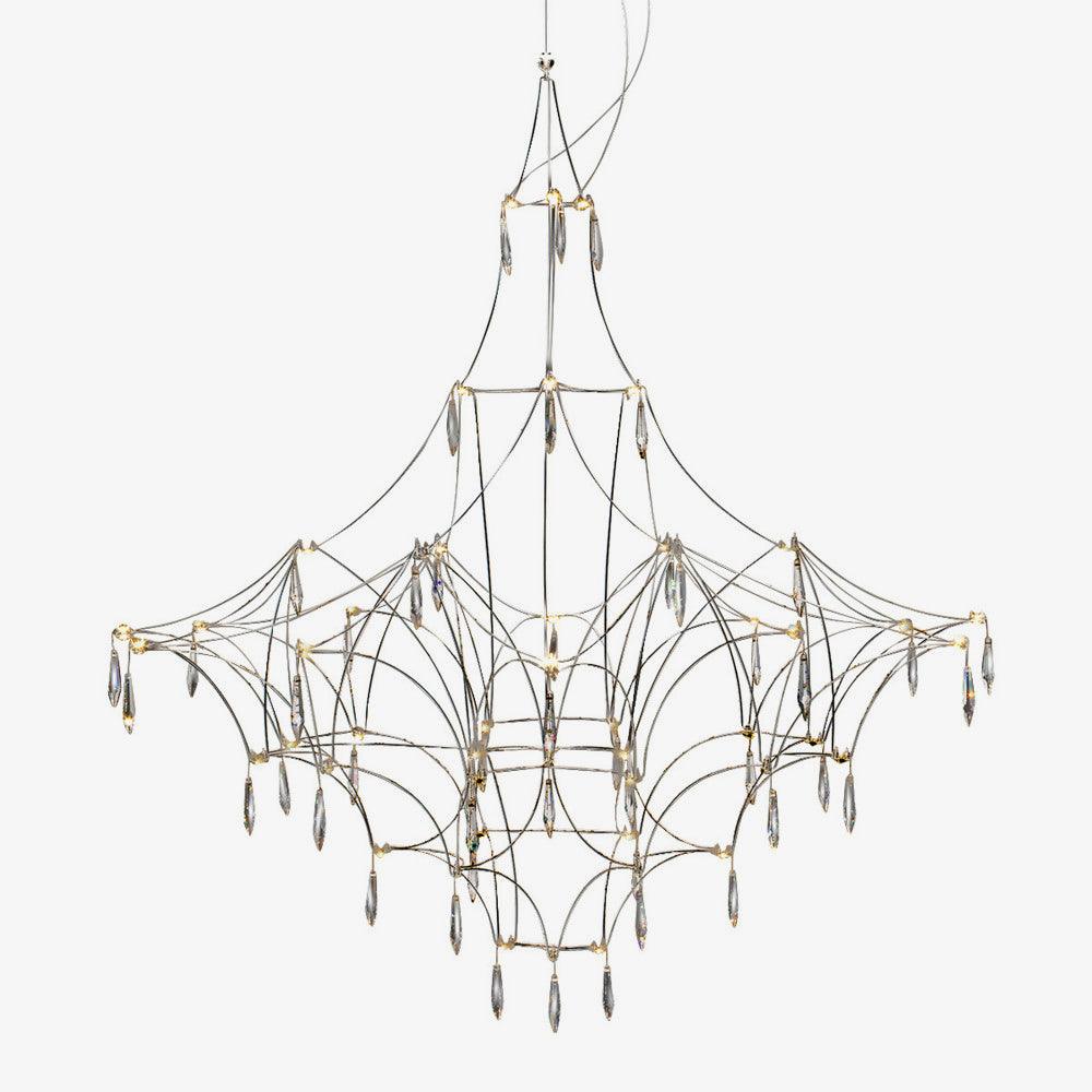 Lustra Lustre en Acier Inoxydable et Cristal en Maille