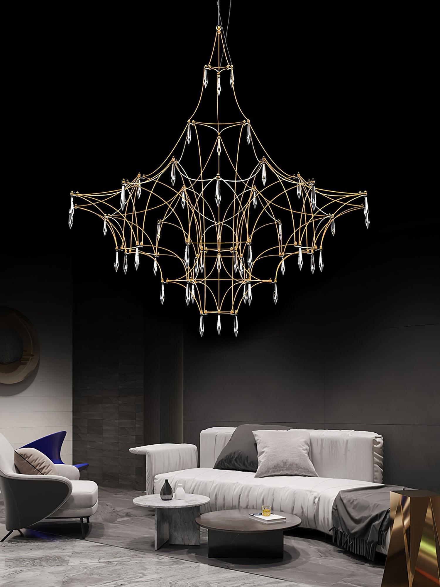 Lustra Lustre en Acier Inoxydable et Cristal en Maille