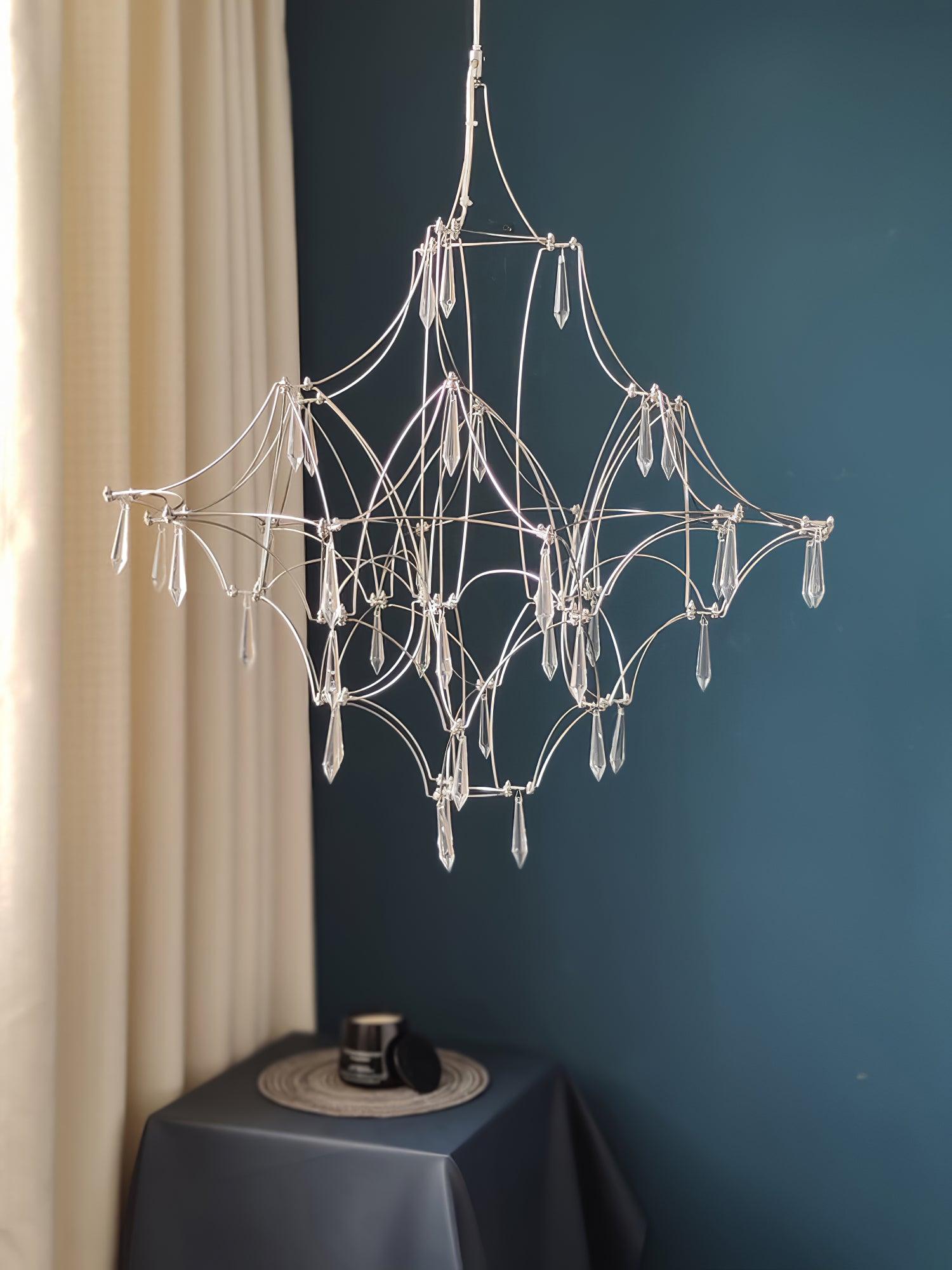 Lustra Lustre en Acier Inoxydable et Cristal en Maille