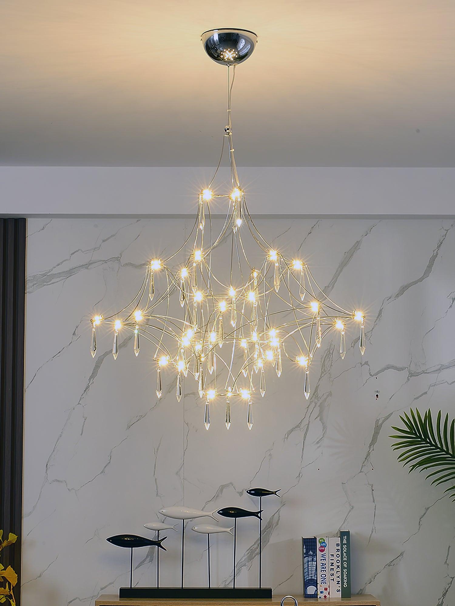 Lustra Lustre en Acier Inoxydable et Cristal en Maille