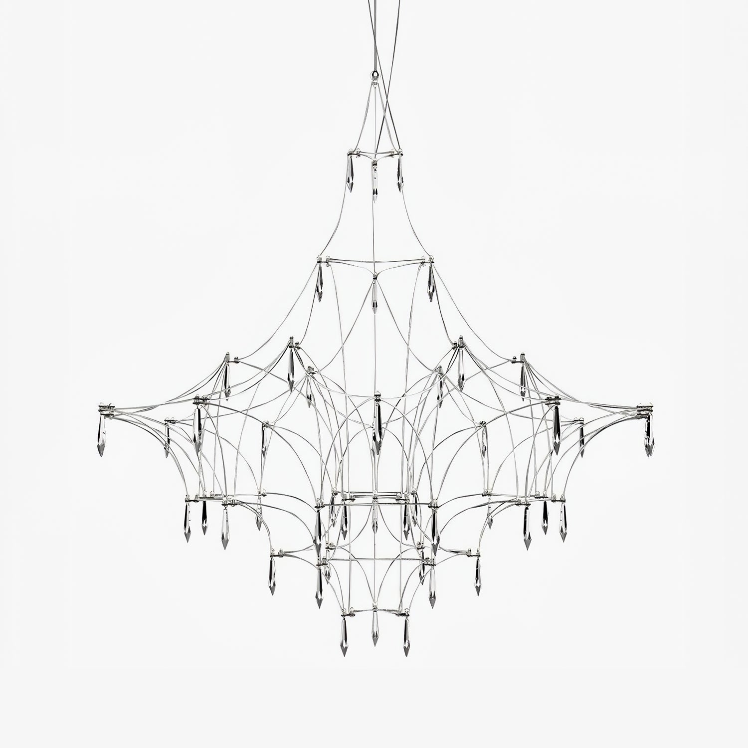 Lustra Lustre en Acier Inoxydable et Cristal en Maille
