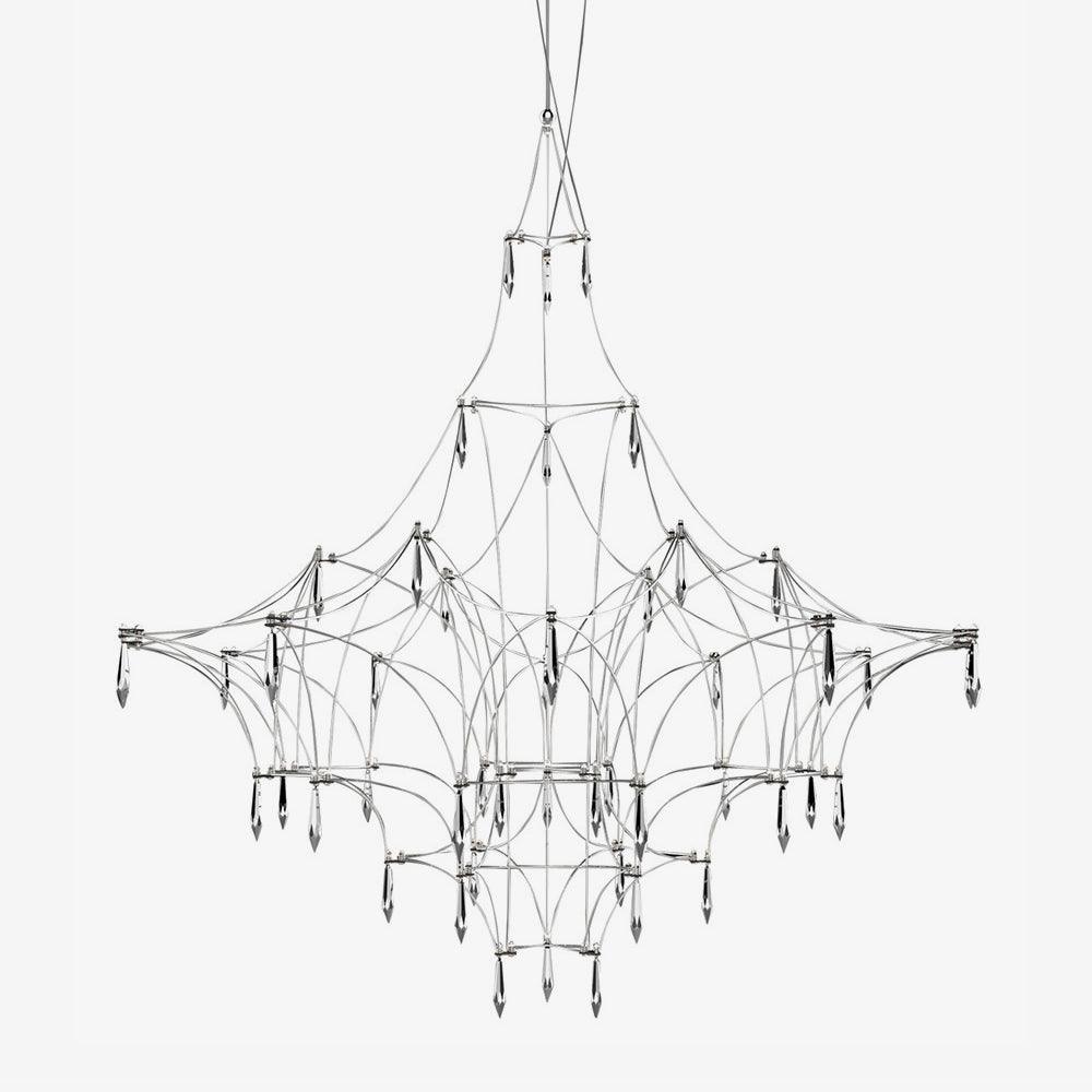 Lustra Lustre en Acier Inoxydable et Cristal en Maille