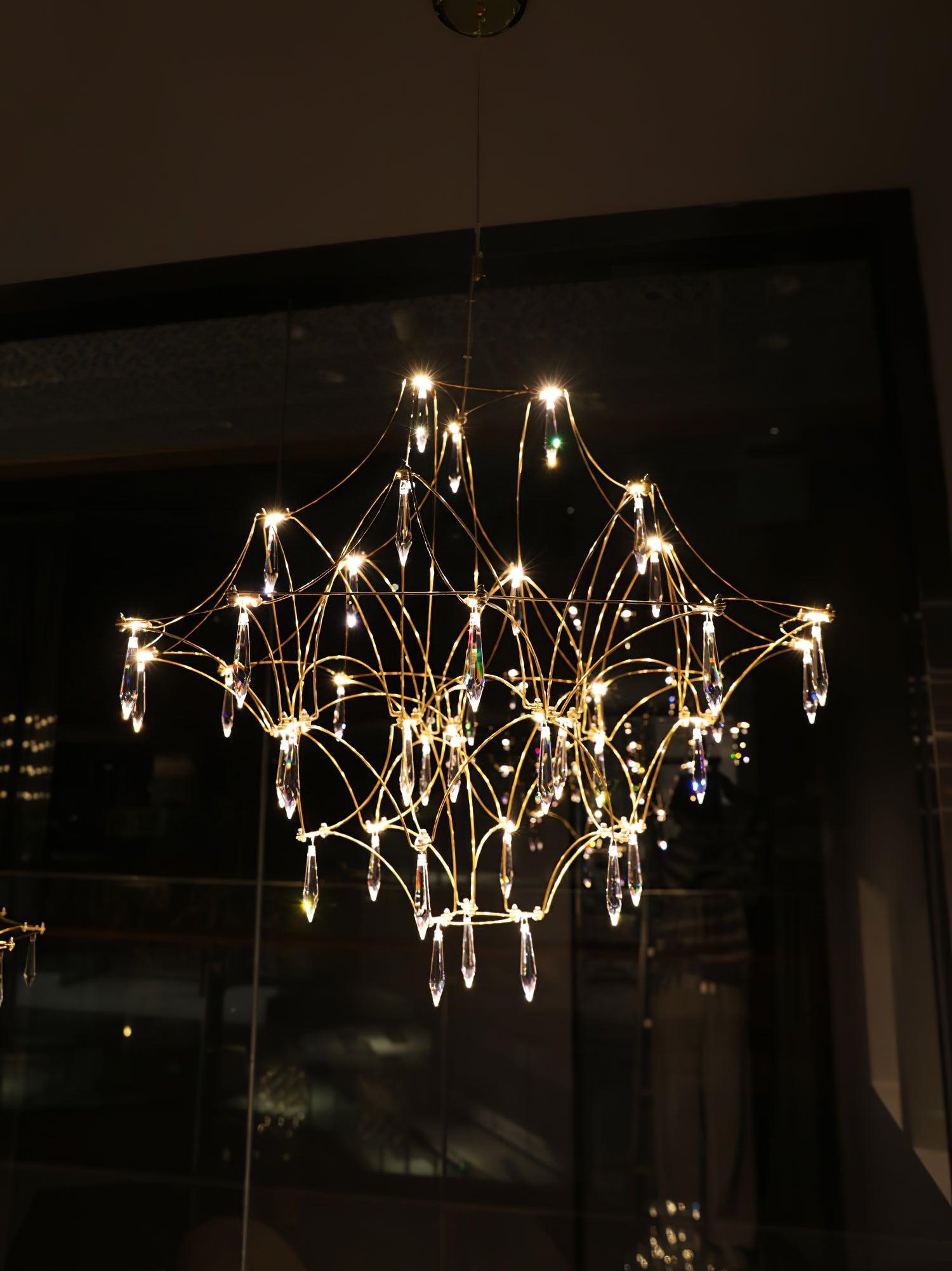 Lustra Lustre en Acier Inoxydable et Cristal en Maille