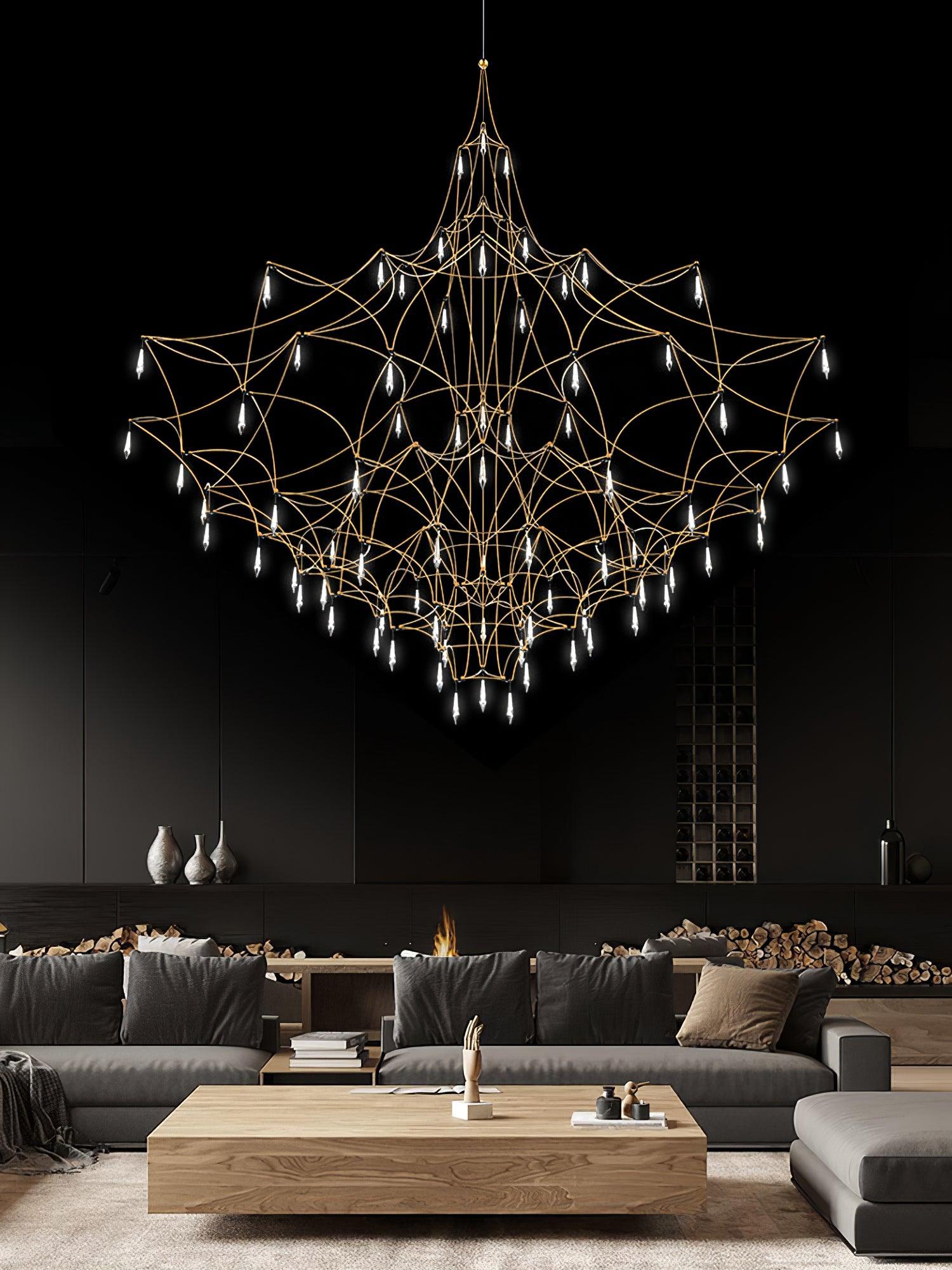 Lustra Lustre en Acier Inoxydable et Cristal en Maille
