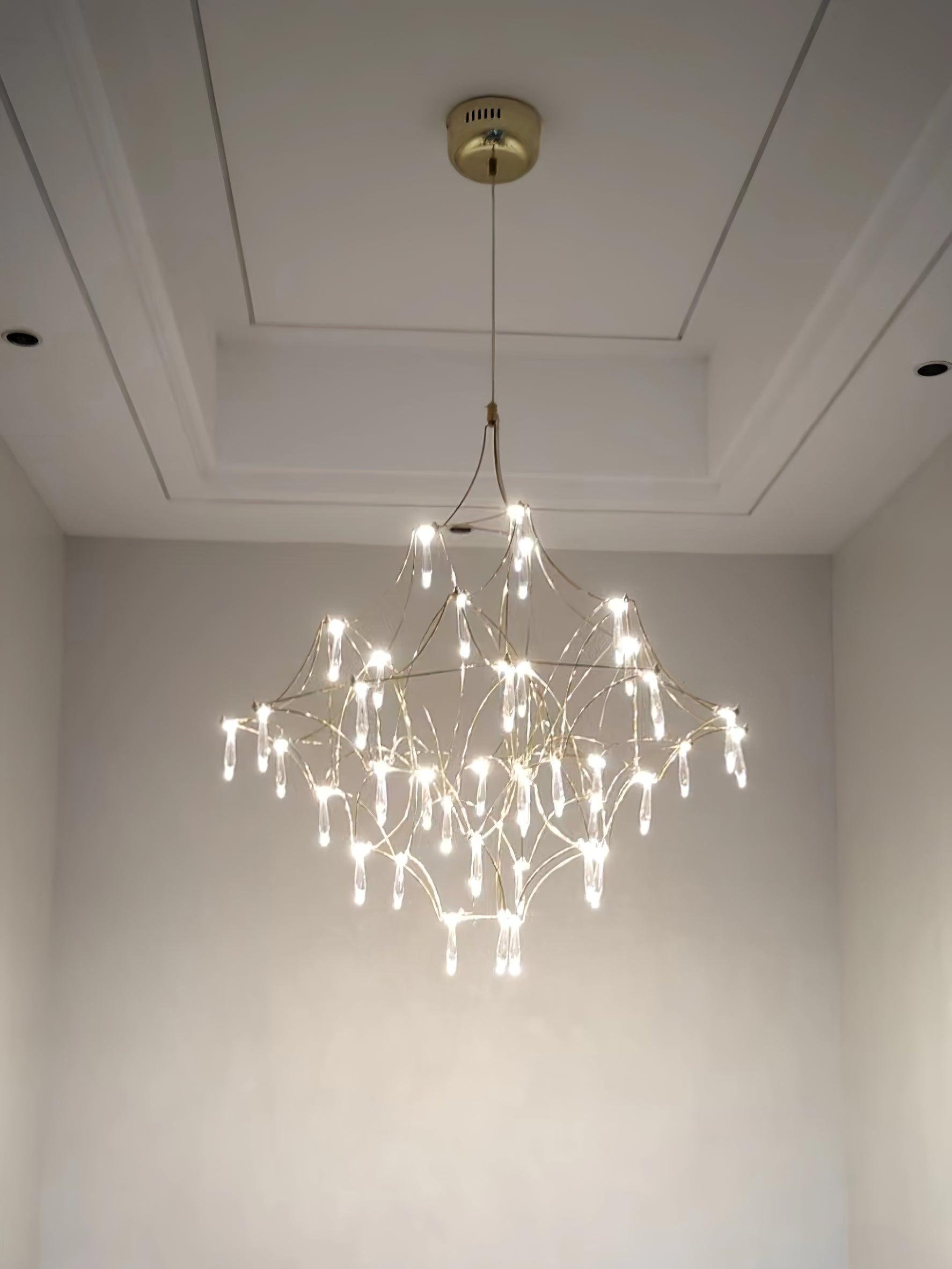 Lustra Lustre en Acier Inoxydable et Cristal en Maille