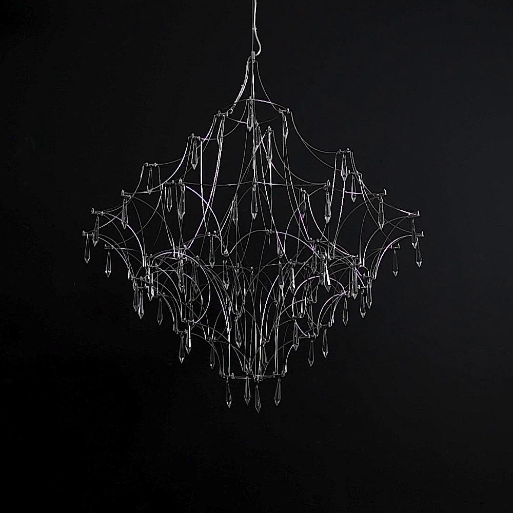 Lustra Lustre en Acier Inoxydable et Cristal en Maille