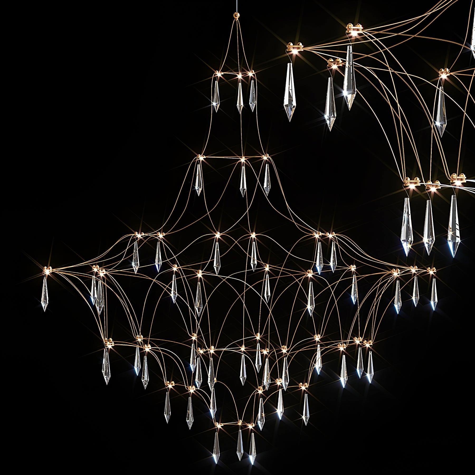 Lustra Lustre en Acier Inoxydable et Cristal en Maille