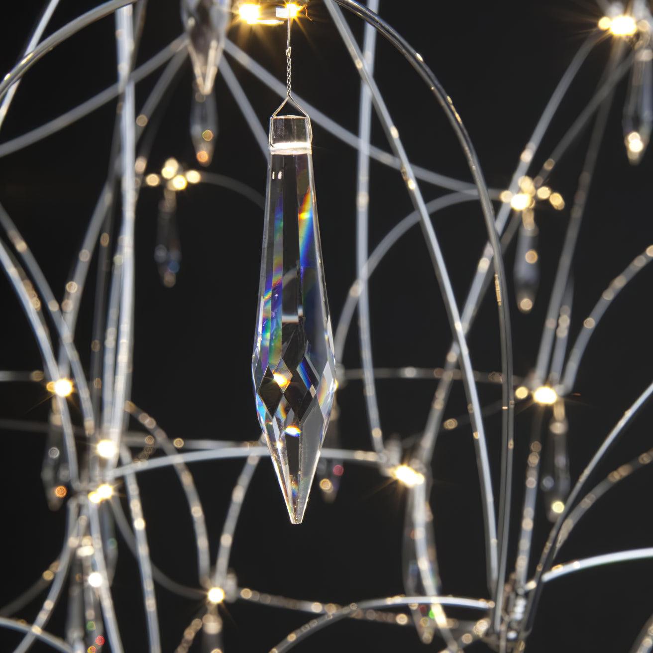 Lustra Lustre en Acier Inoxydable et Cristal en Maille