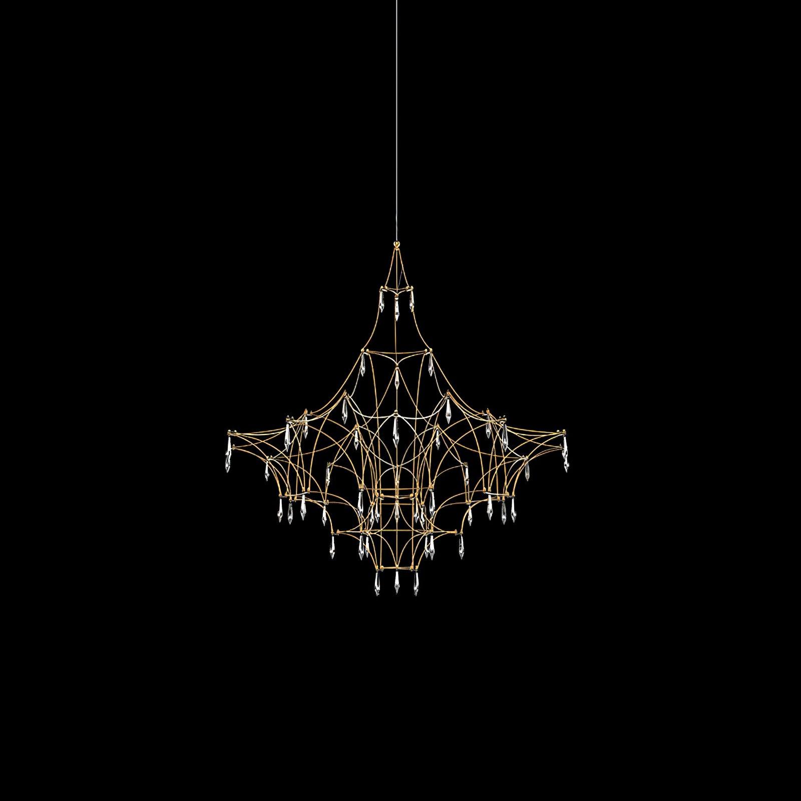 Lustra Lustre en Acier Inoxydable et Cristal en Maille