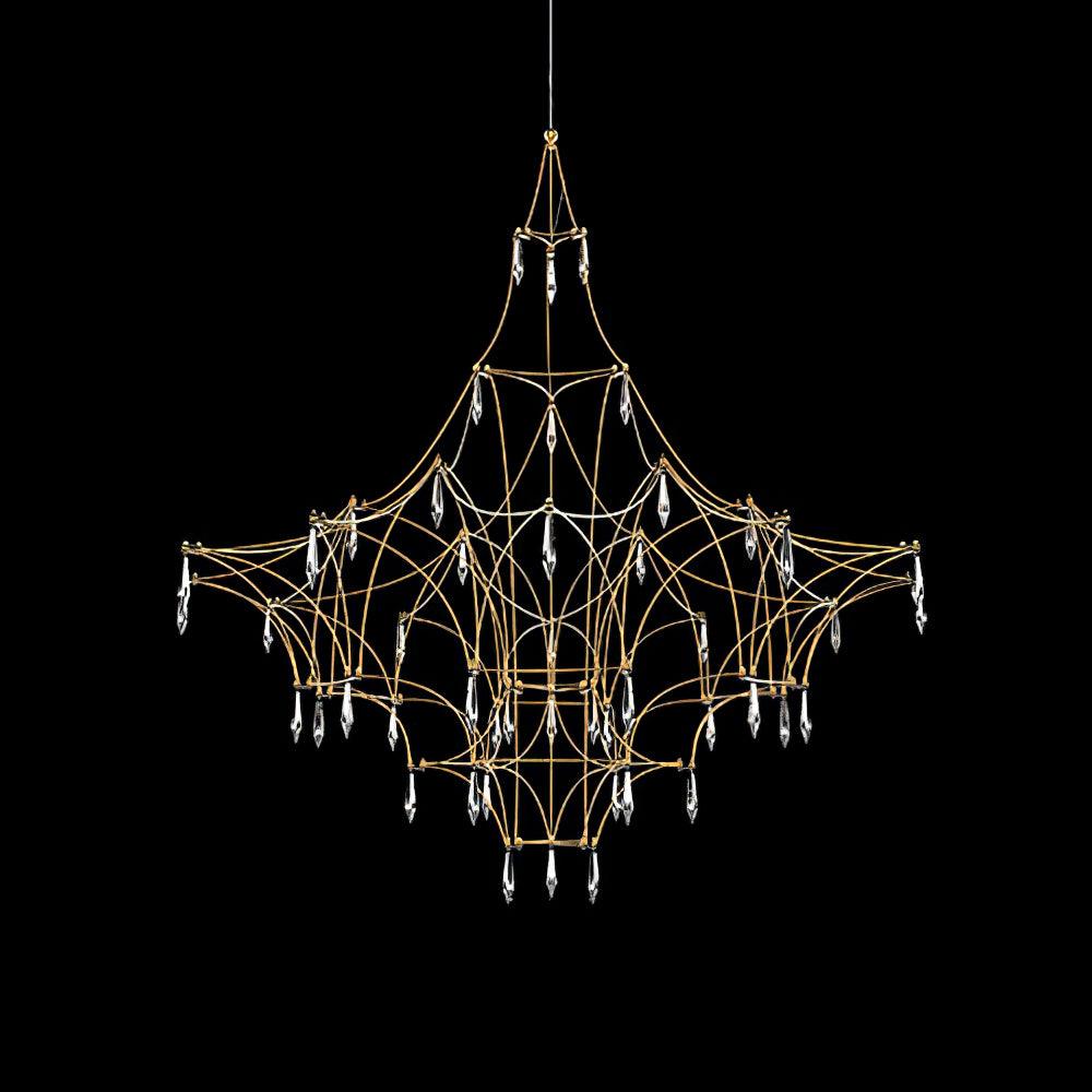 Lustra Lustre en Acier Inoxydable et Cristal en Maille