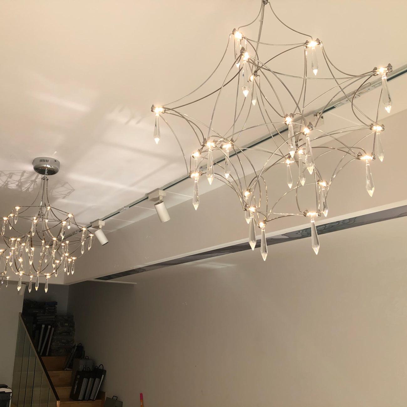 Lustra Lustre en Acier Inoxydable et Cristal en Maille