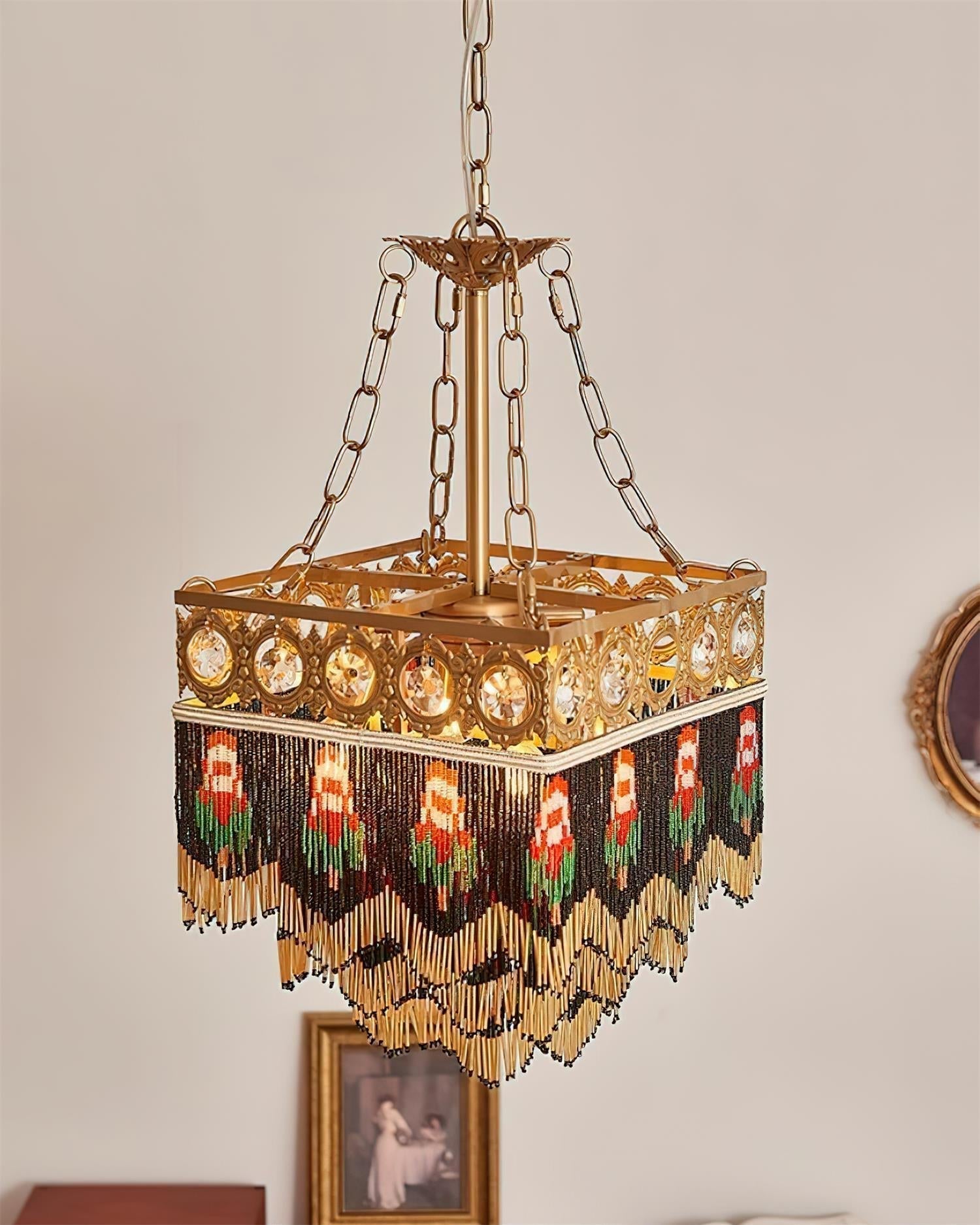 Tiffany Suspension Frange Verre Bohemian