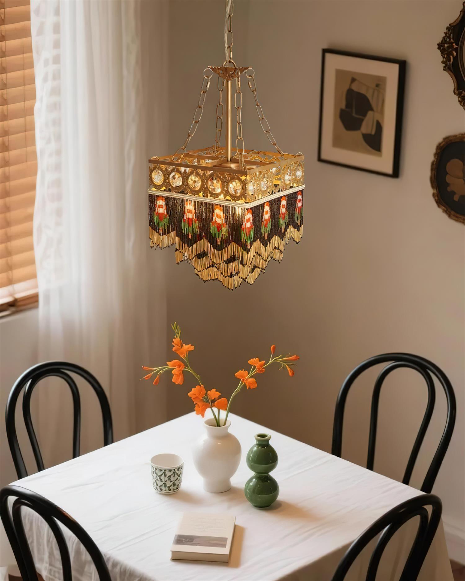 Tiffany Suspension Frange Verre Bohemian