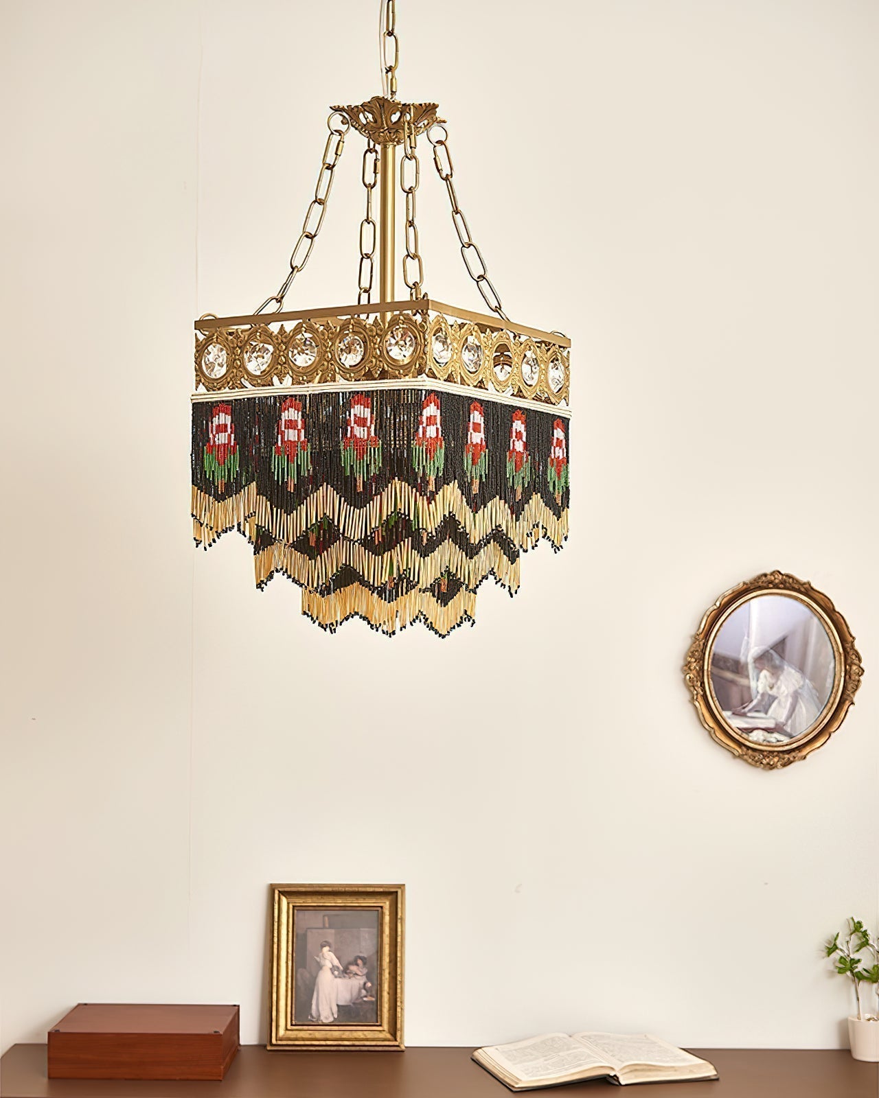 Tiffany Suspension Frange Verre Bohemian