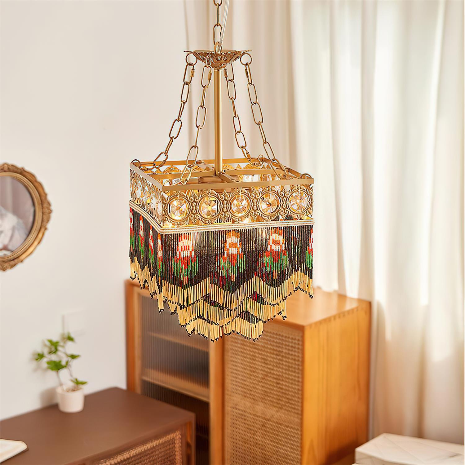 Tiffany Suspension Frange Verre Bohemian