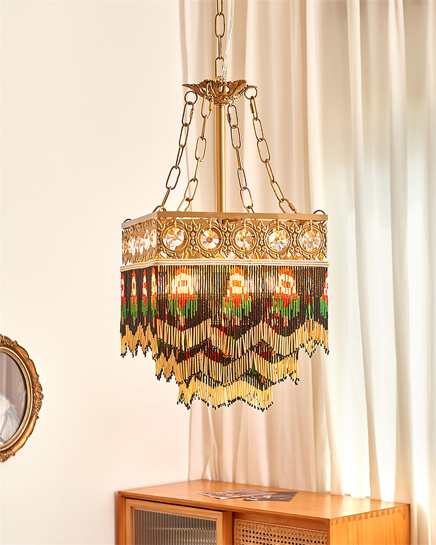 Tiffany Suspension Frange Verre Bohemian