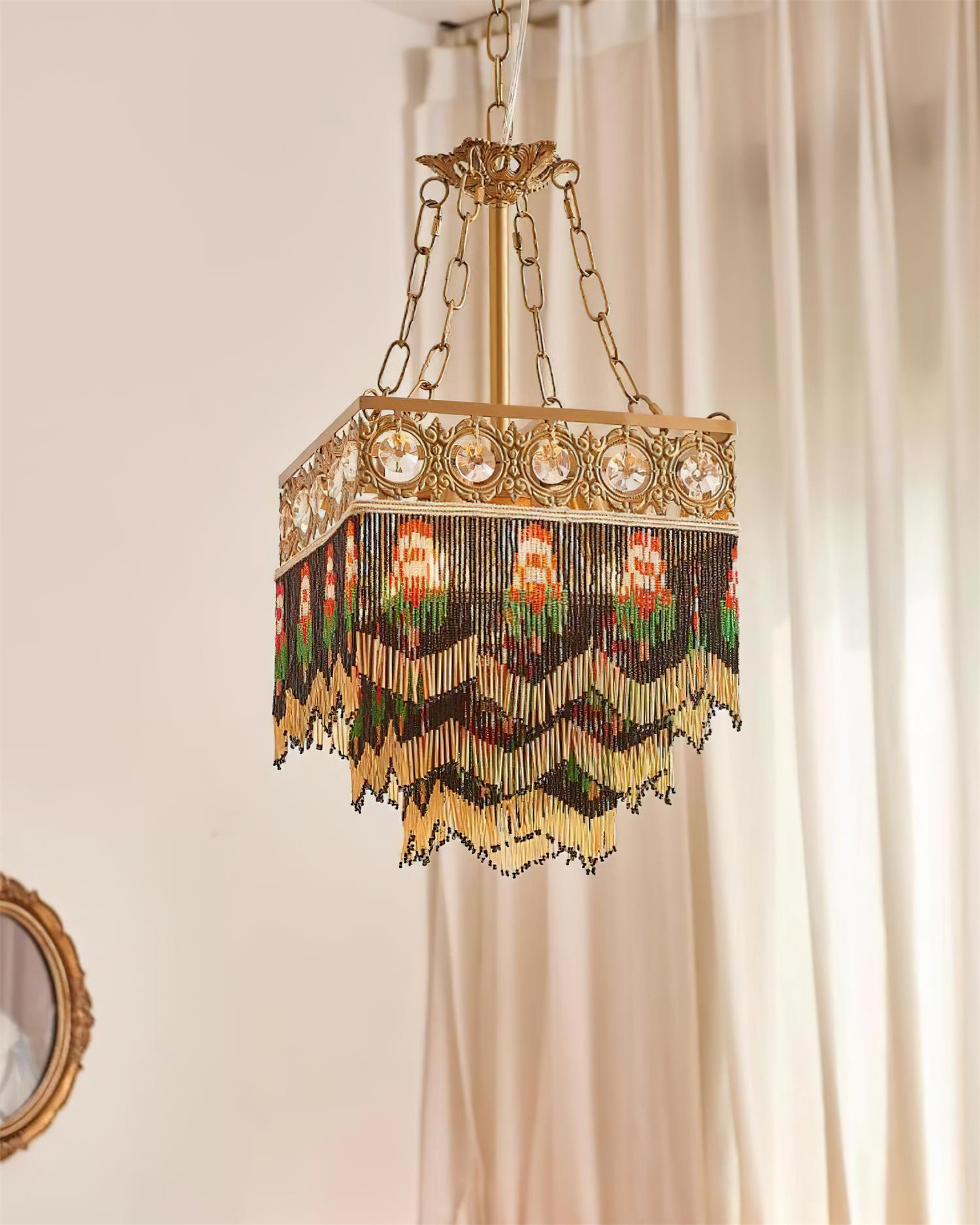 Tiffany Suspension Frange Verre Bohemian