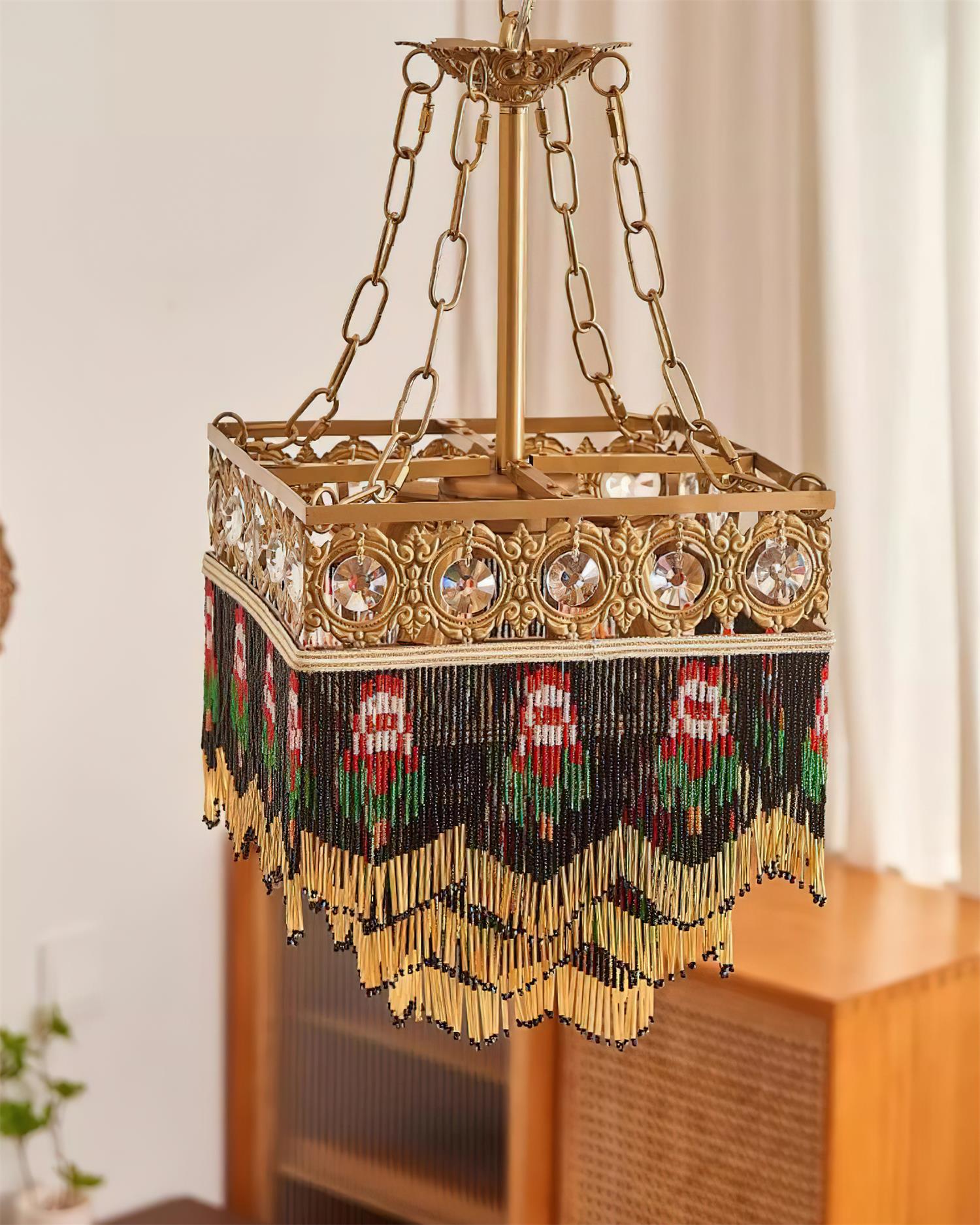 Tiffany Suspension Frange Verre Bohemian