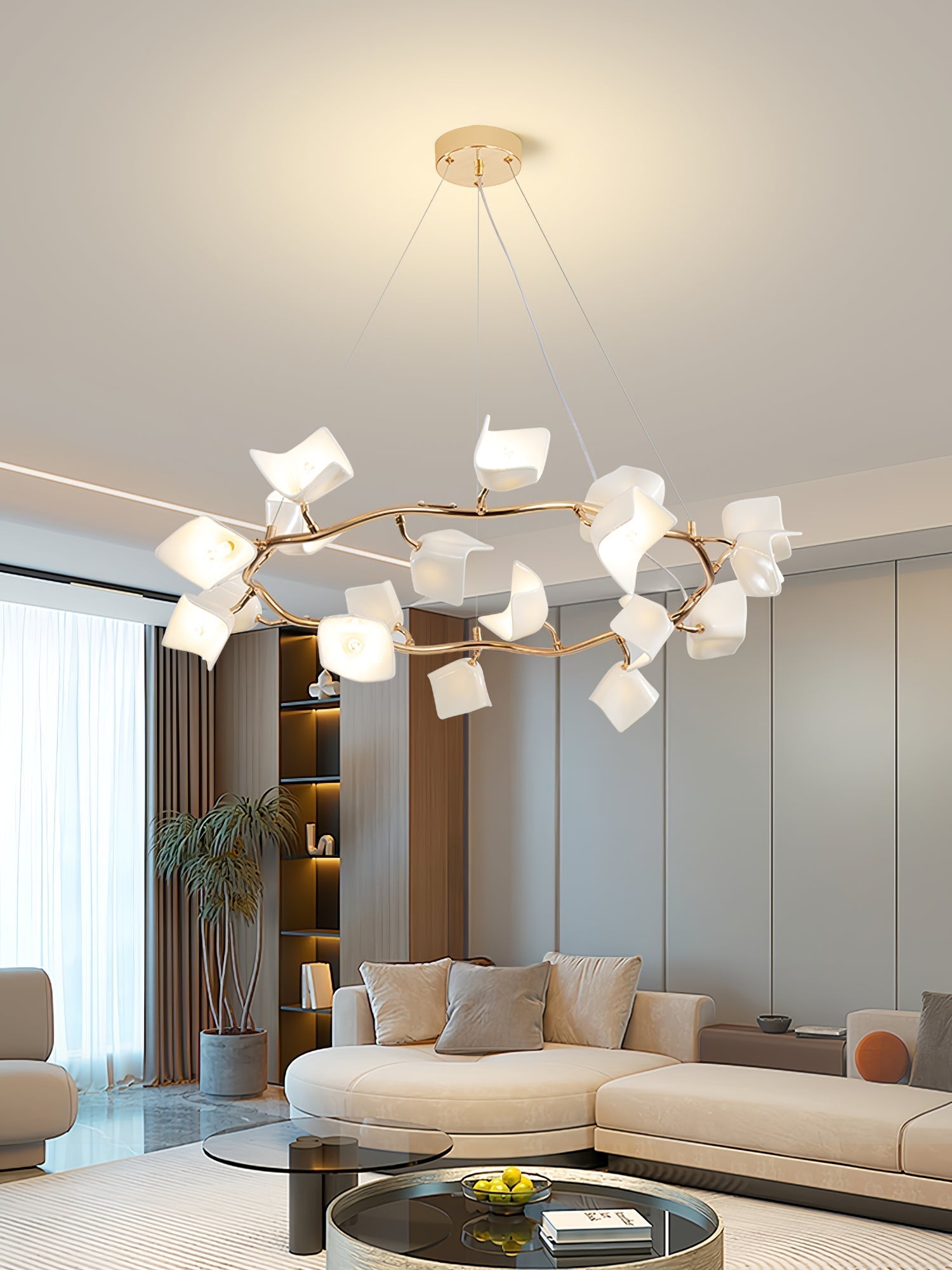 Arthearae Lustre Postmoderne de Luxe en Céramique Florale