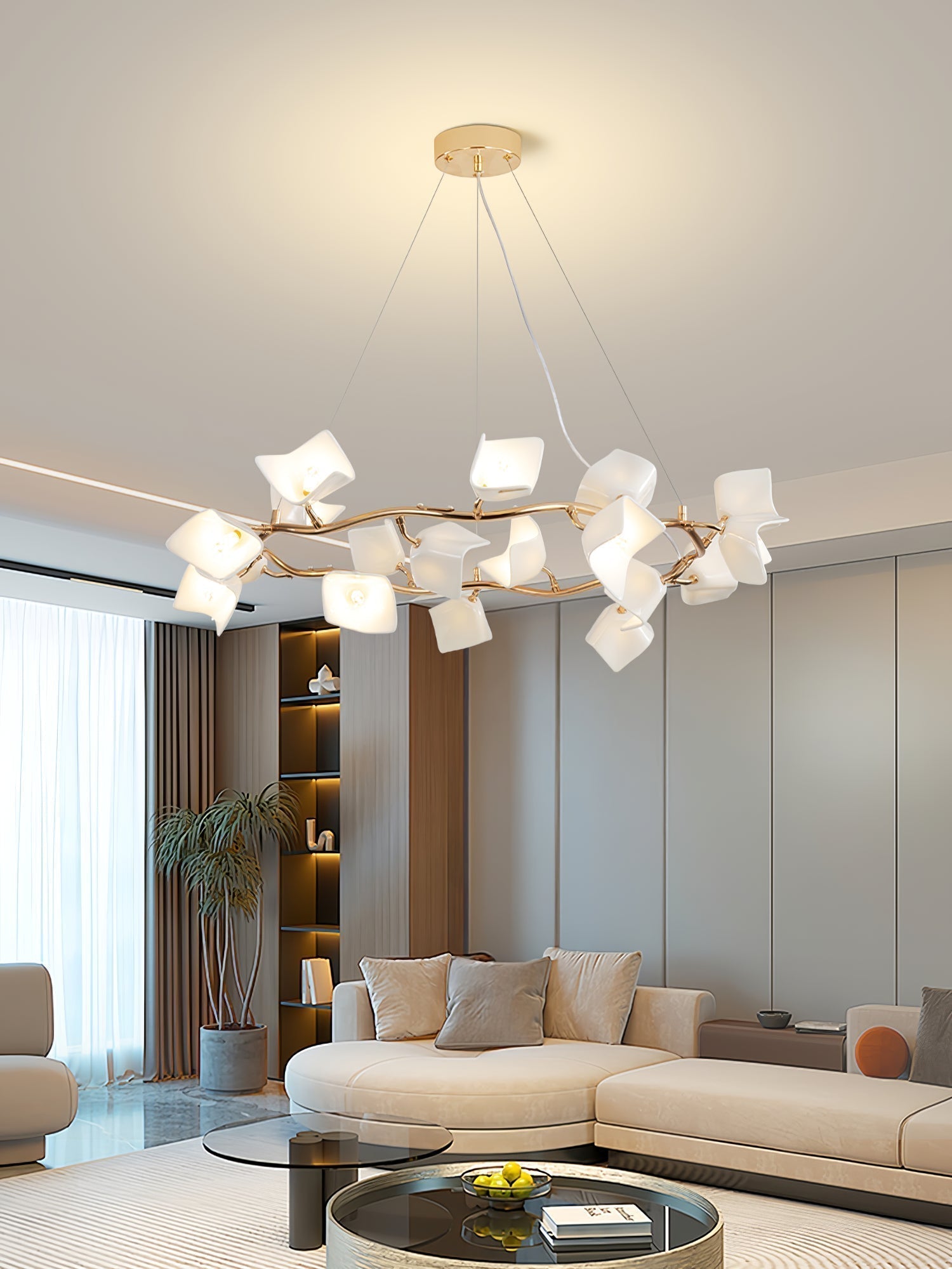 Arthearae Lustre Postmoderne de Luxe en Céramique Florale