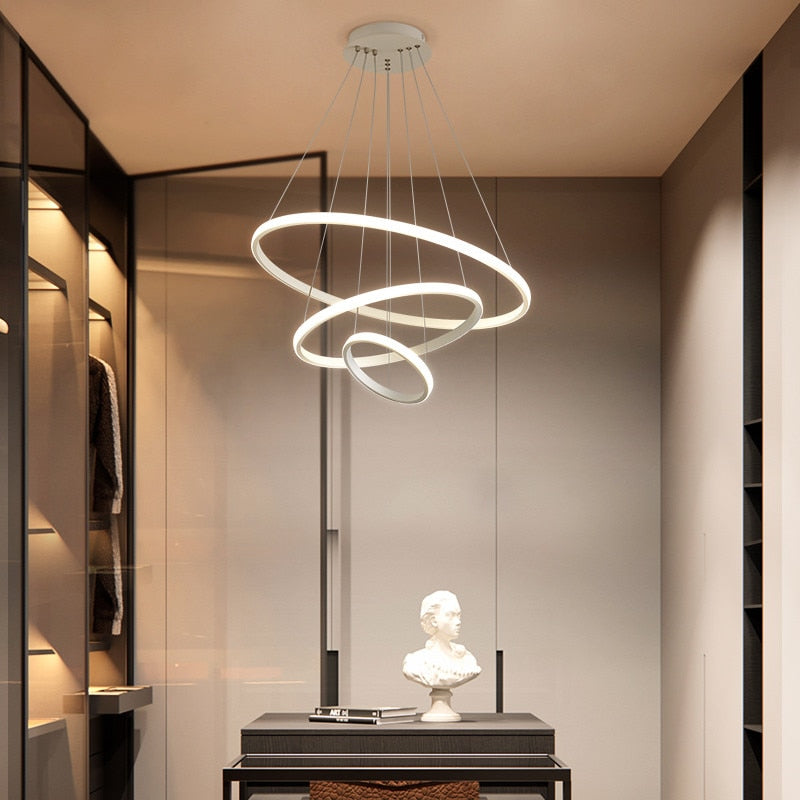 Zin Suspension Anneau Moderne Noir/Blanc/Doré. Salon